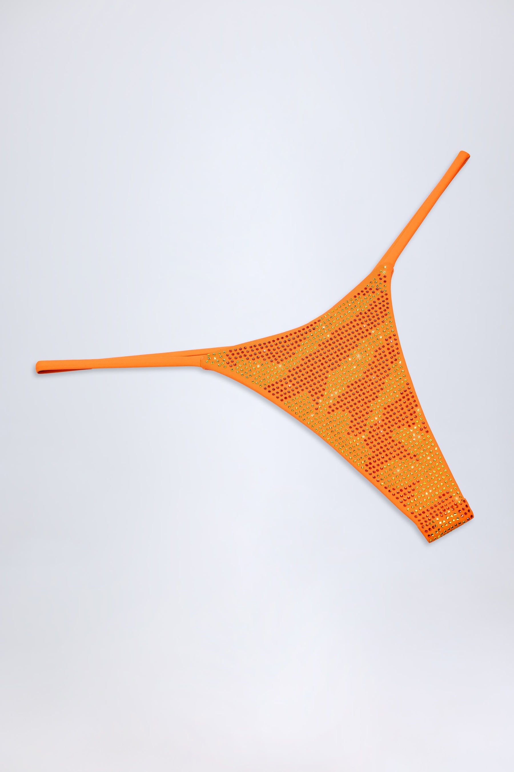 Turuncu Tropikal Desenli İşlemeli Tanga Bikini Altı