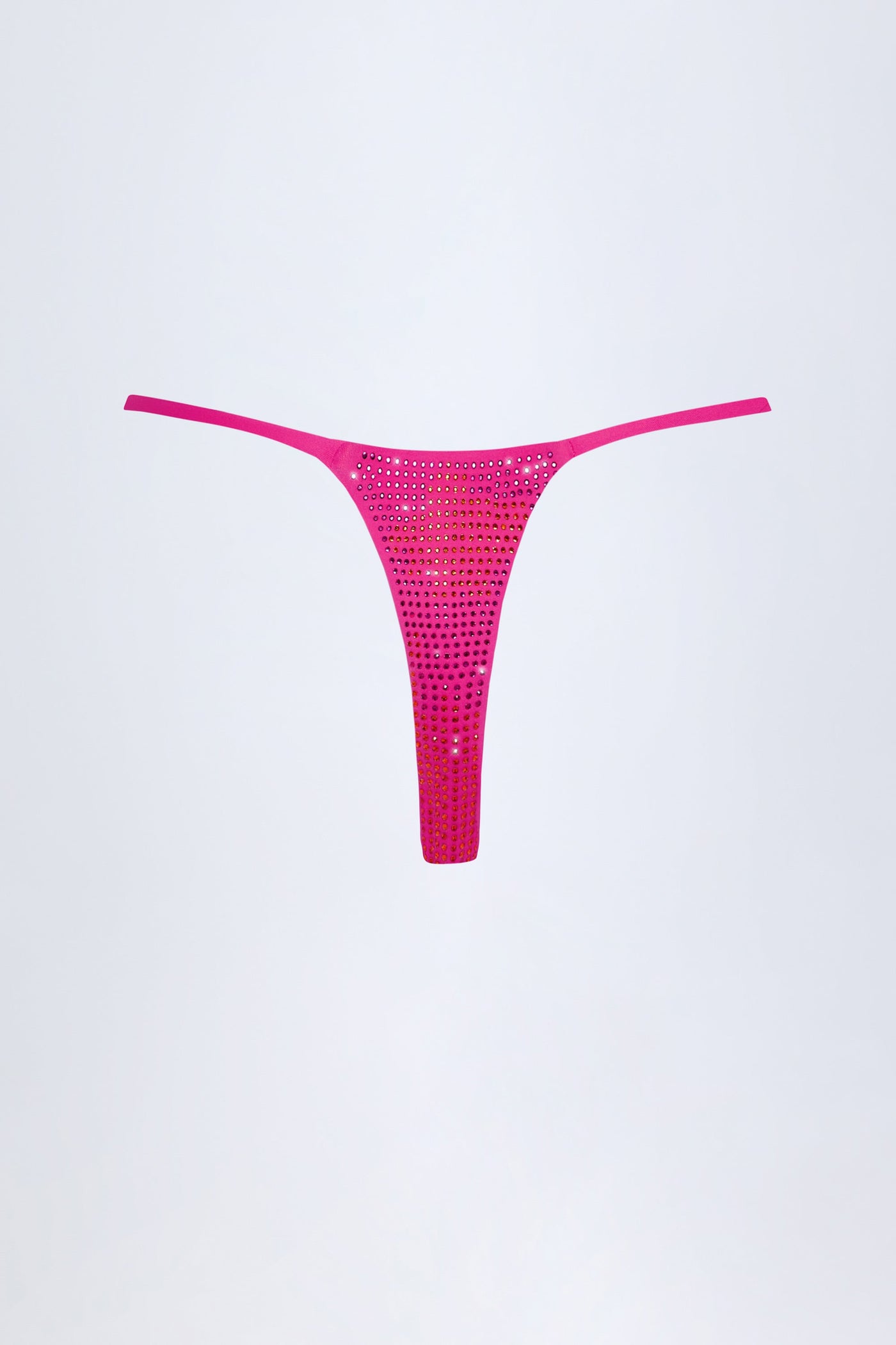 Pembe Tropikal Desenli İşlemeli Tanga Bikini Altı