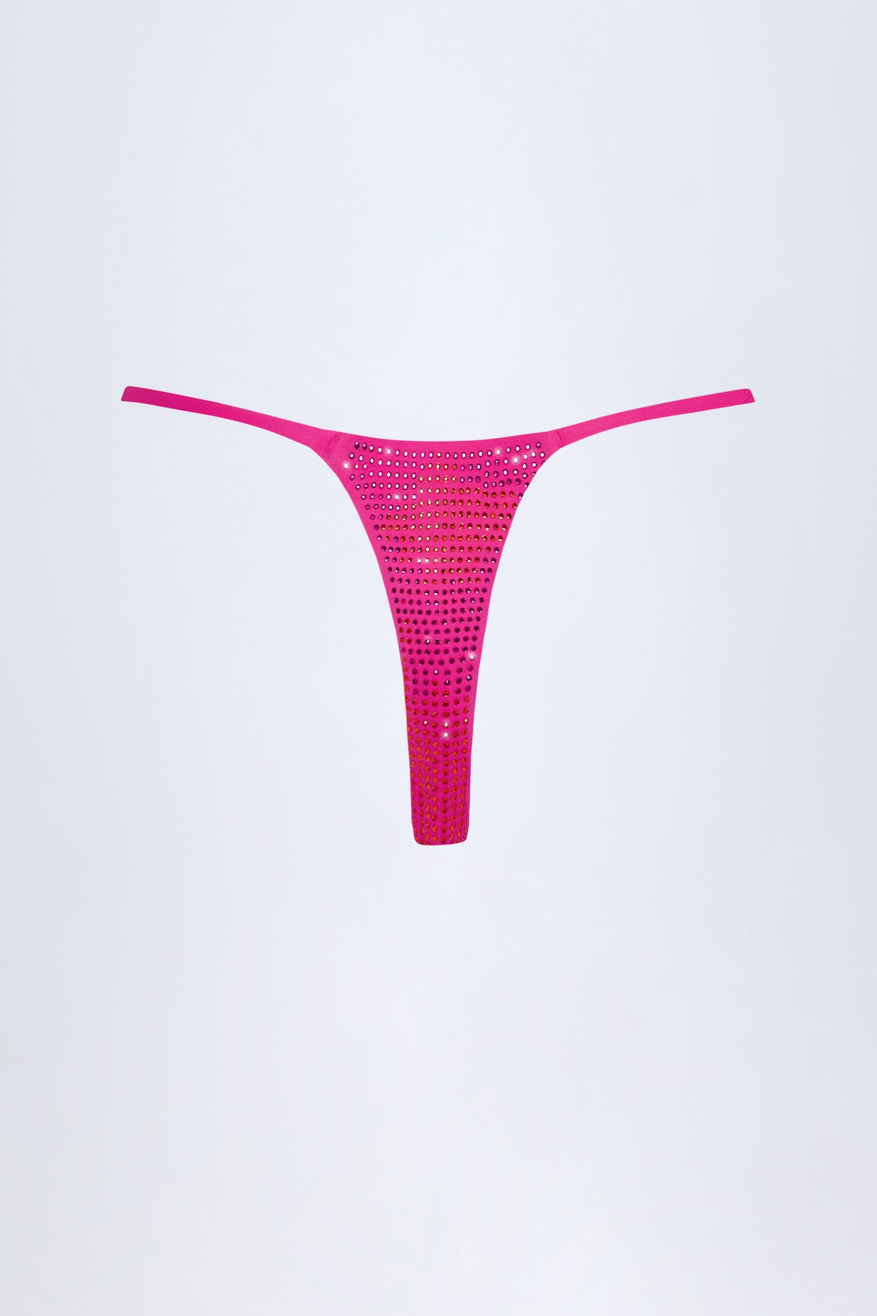 Pembe Tropikal Desenli İşlemeli Tanga Bikini Altı