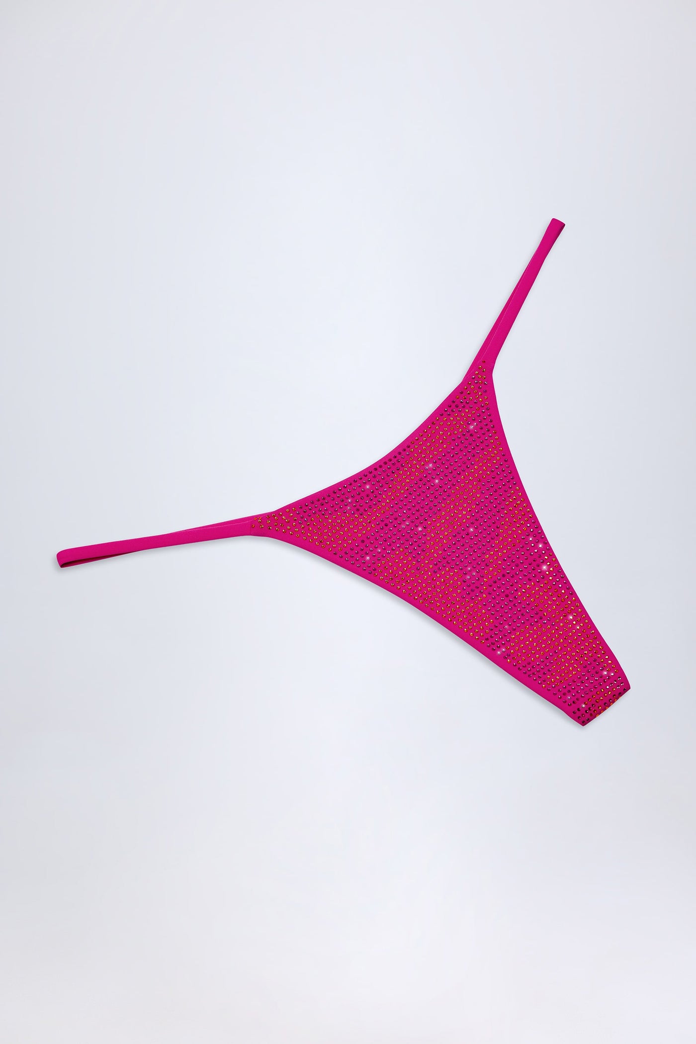 Pembe Tropikal Desenli İşlemeli Tanga Bikini Altı