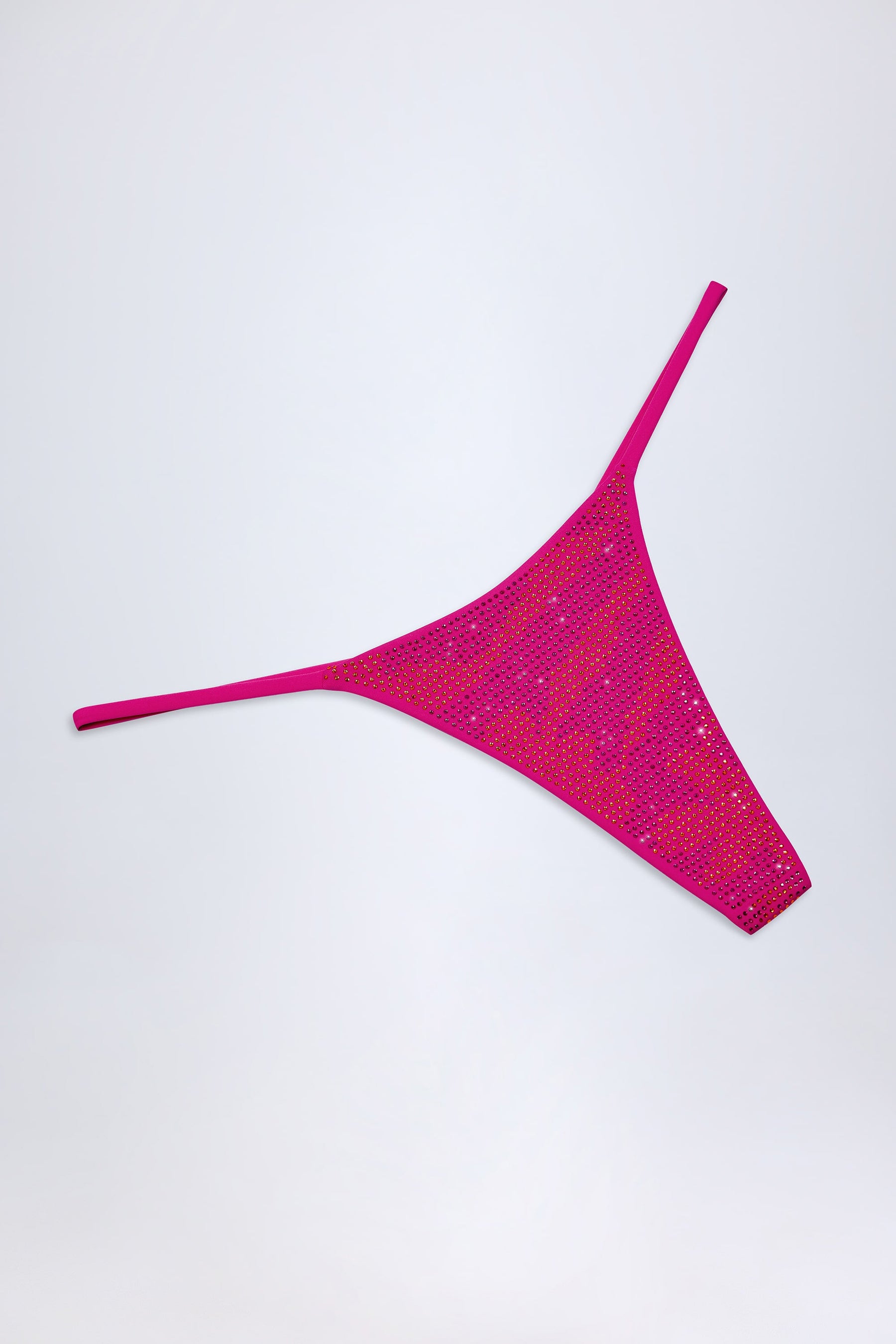 Pembe Tropikal Desenli İşlemeli Tanga Bikini Altı
