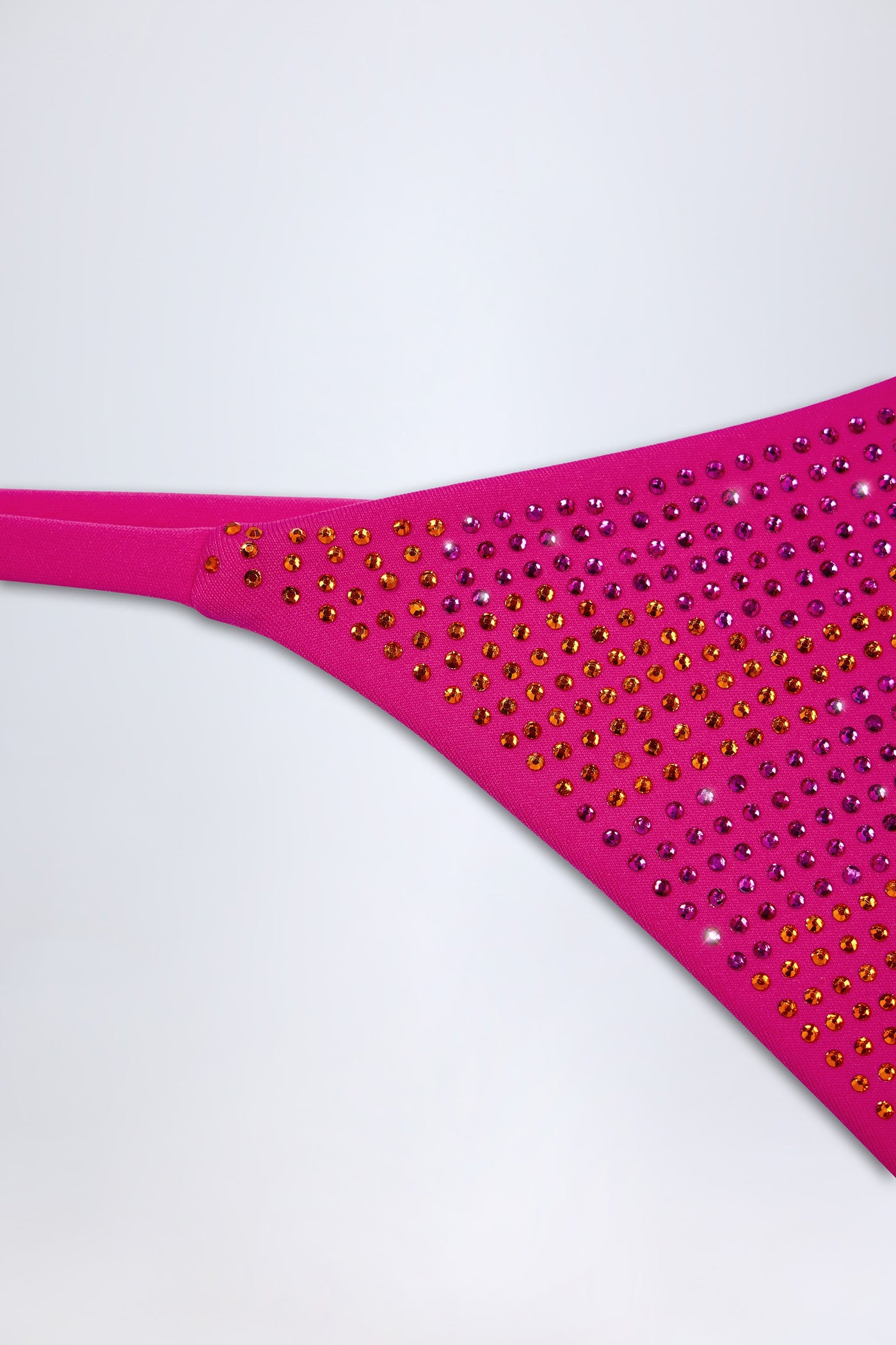 Pembe Tropikal Desenli İşlemeli Tanga Bikini Altı