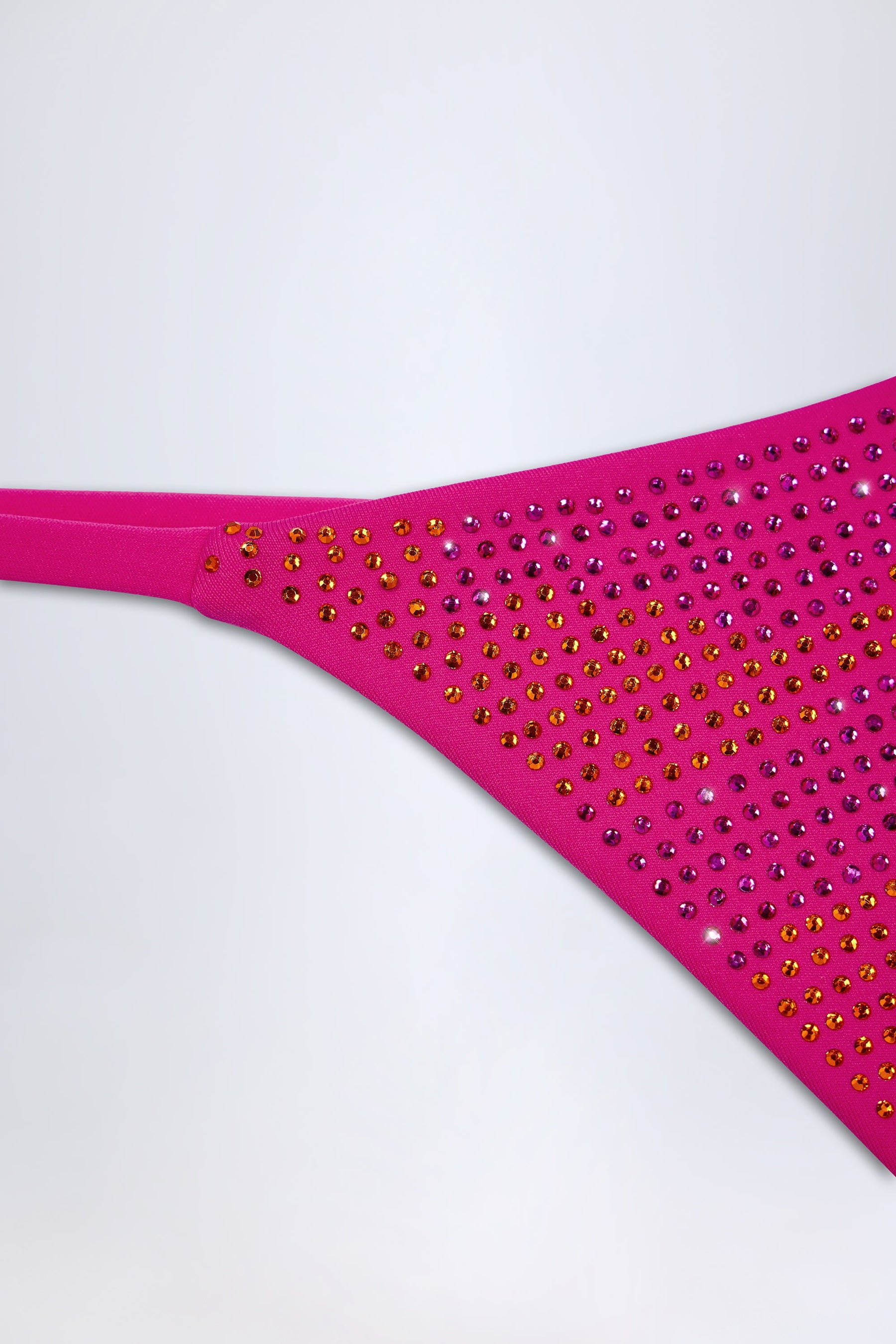 Pembe Tropikal Desenli İşlemeli Tanga Bikini Altı