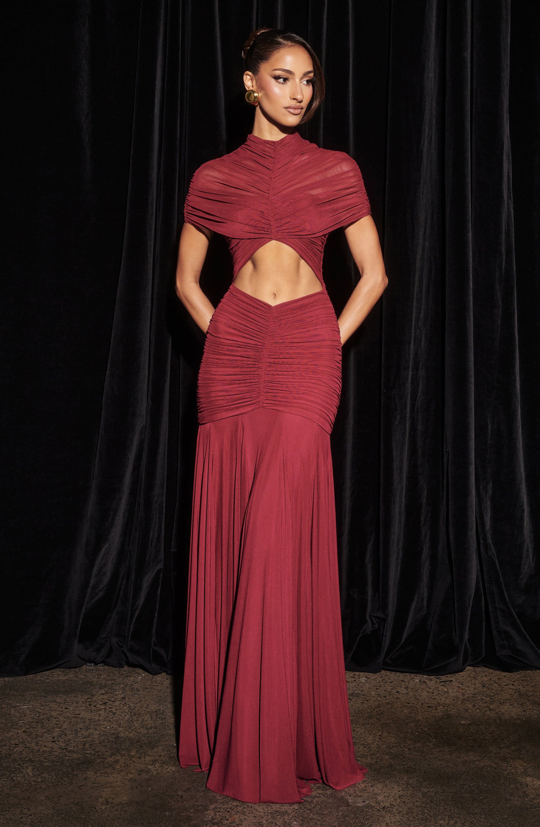 Jaya Maxi Elbise - Bordo