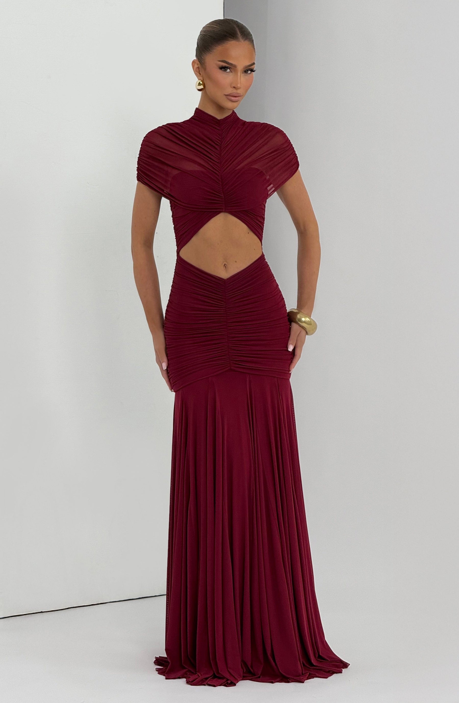 Jaya Maxi Elbise - Bordo