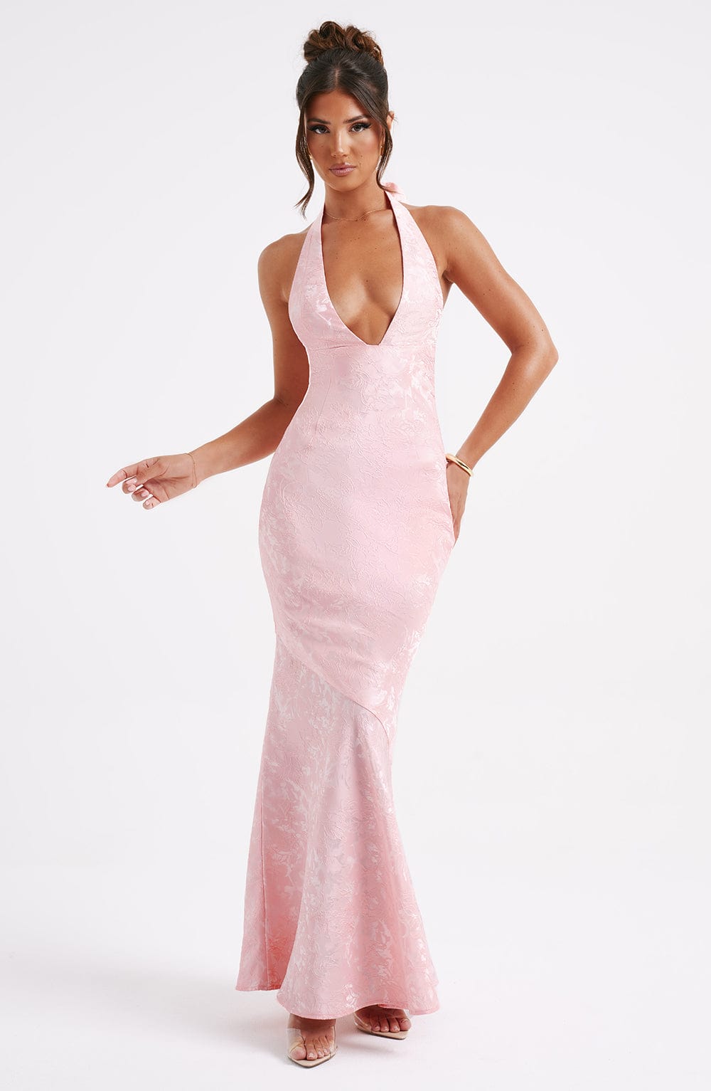 Josephine Maxi Elbise - Pudra Pembesi