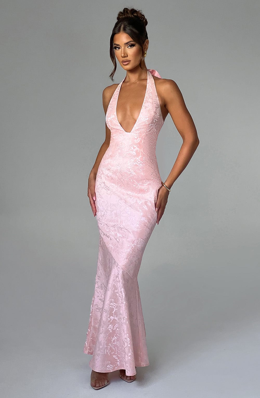 Josephine Maxi Elbise - Pudra Pembesi