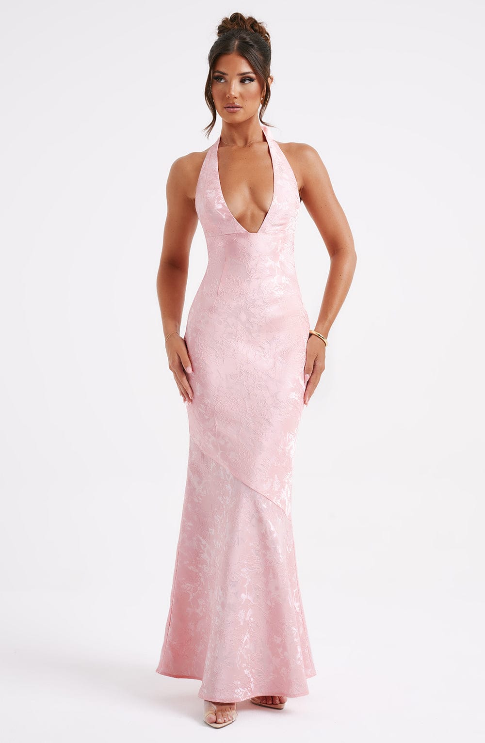 Josephine Maxi Elbise - Pudra Pembesi