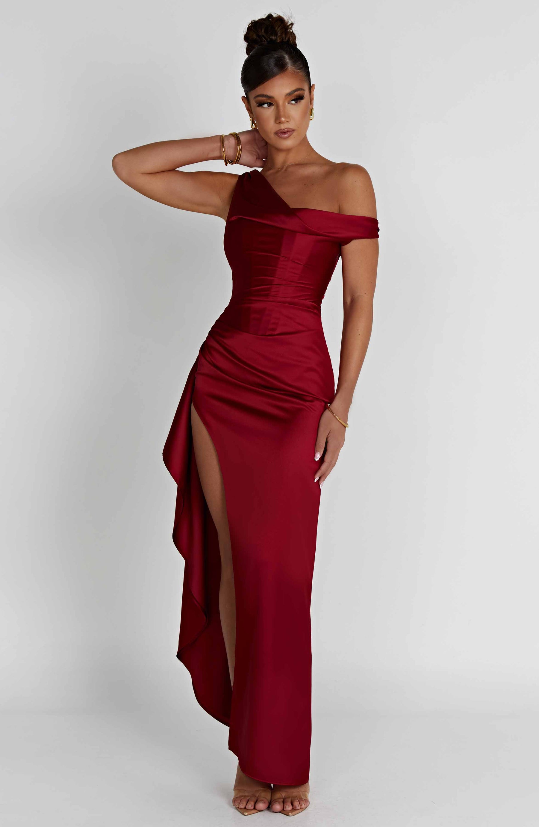 Juliene Maxi Elbise - Şarap Rengi