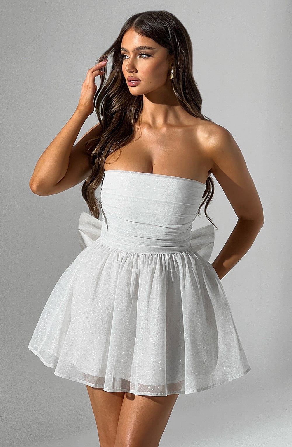 Katrina Mini Elbise - Fildişi Parıltılı
