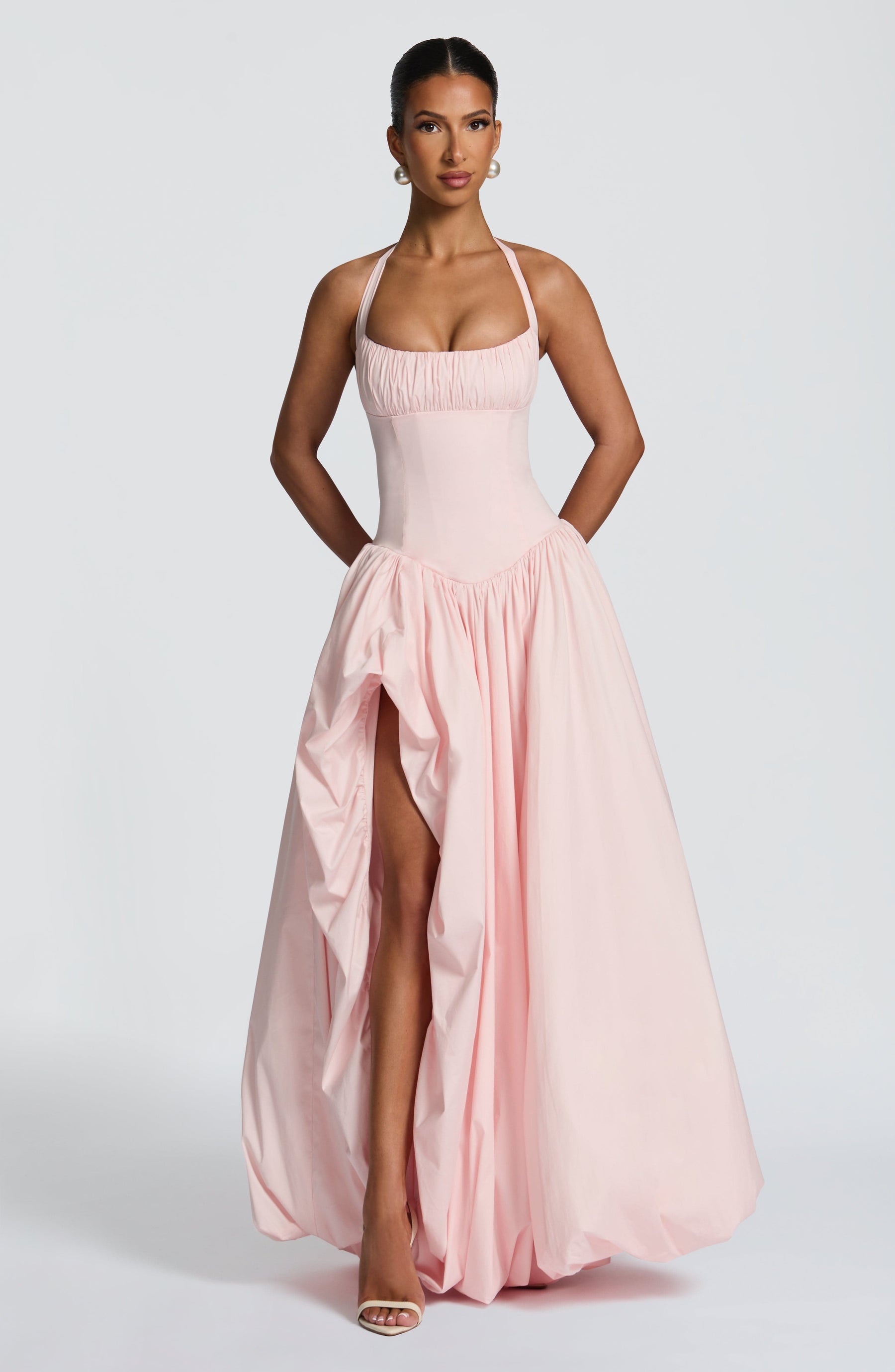 Keira Maxi Elbise - Pudra Pembesi