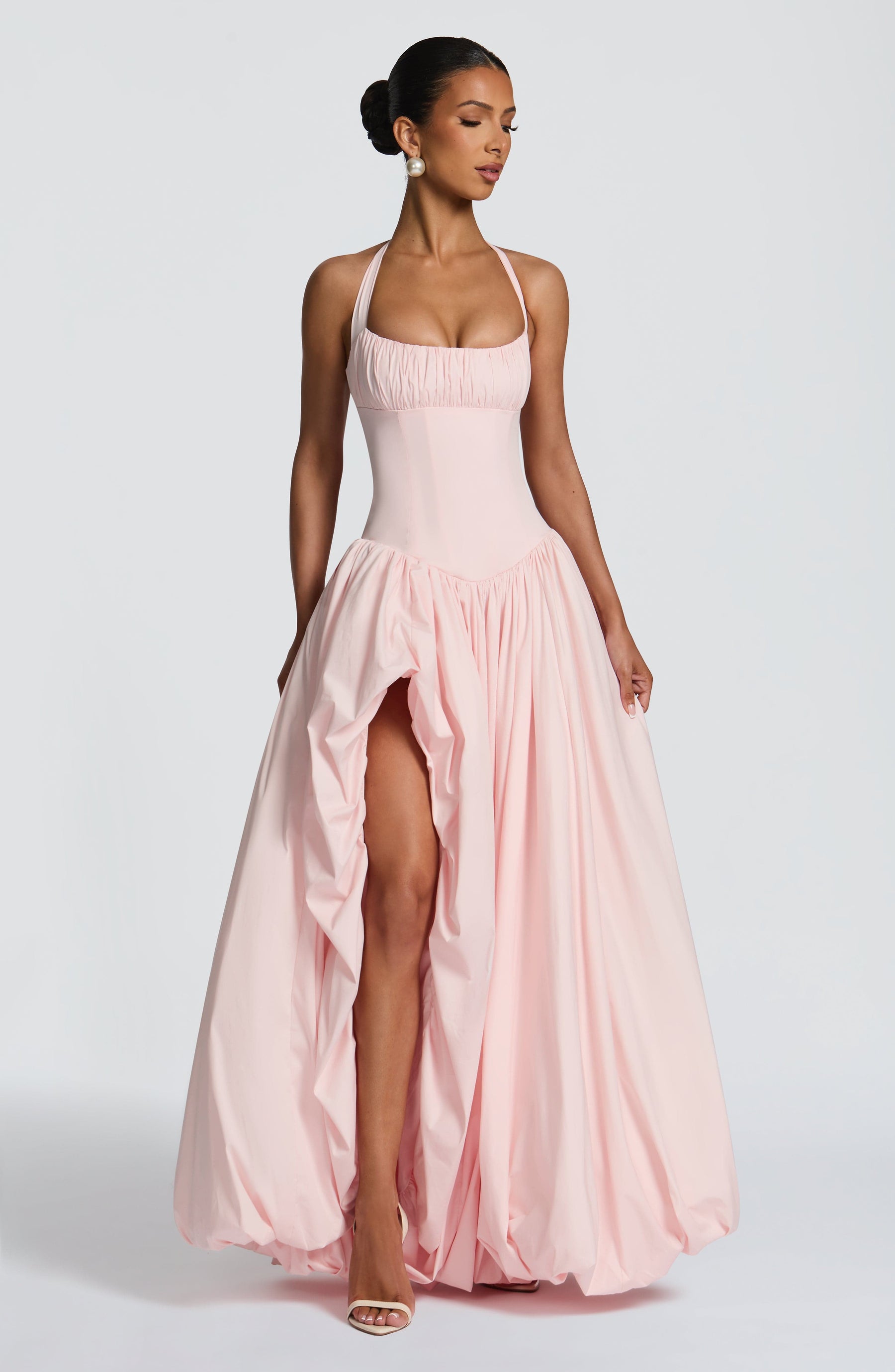Keira Maxi Elbise - Pudra Pembesi
