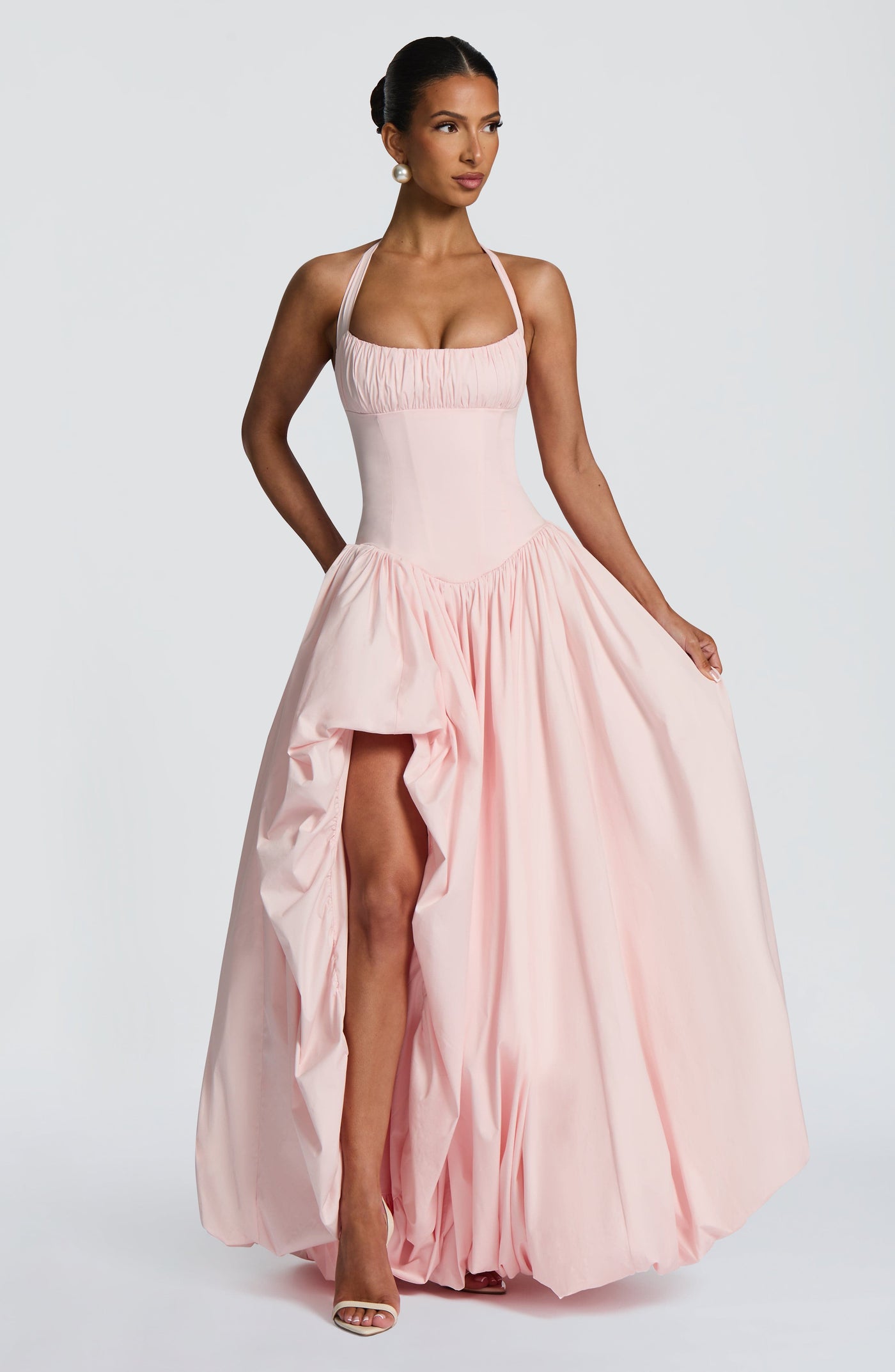 Keira Maxi Elbise - Pudra Pembesi