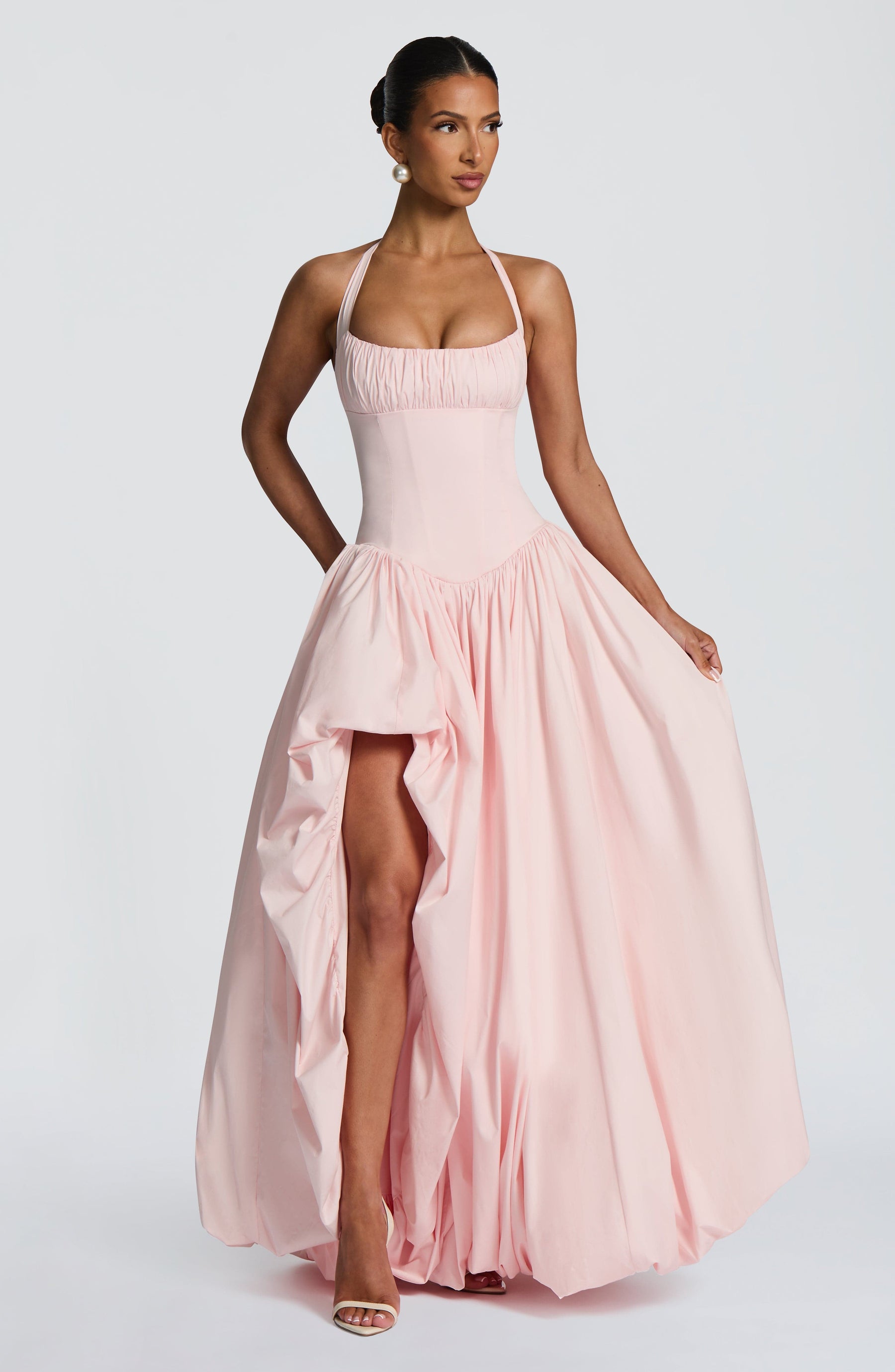 Keira Maxi Elbise - Pudra Pembesi