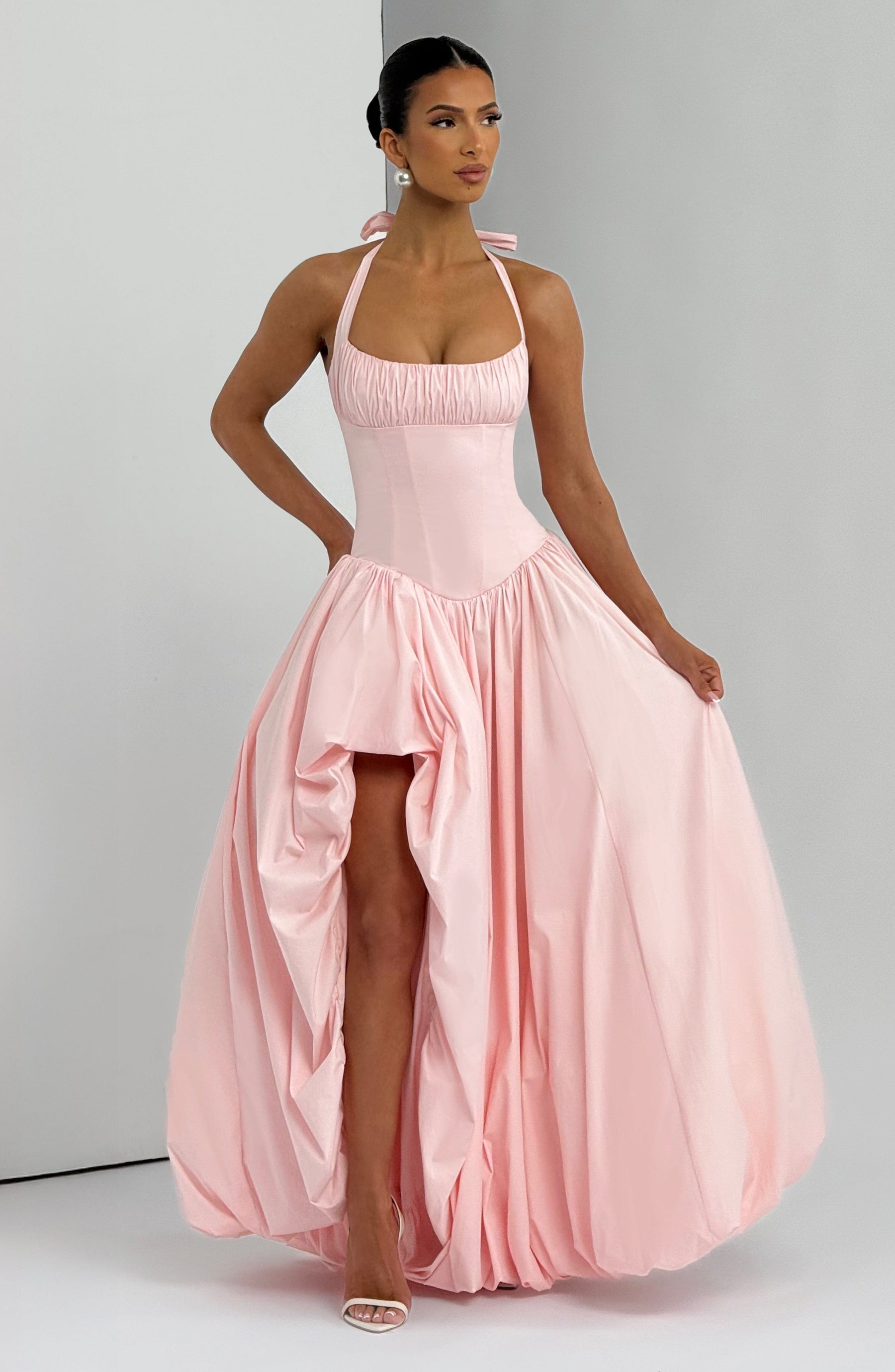 Keira Maxi Elbise - Pudra Pembesi