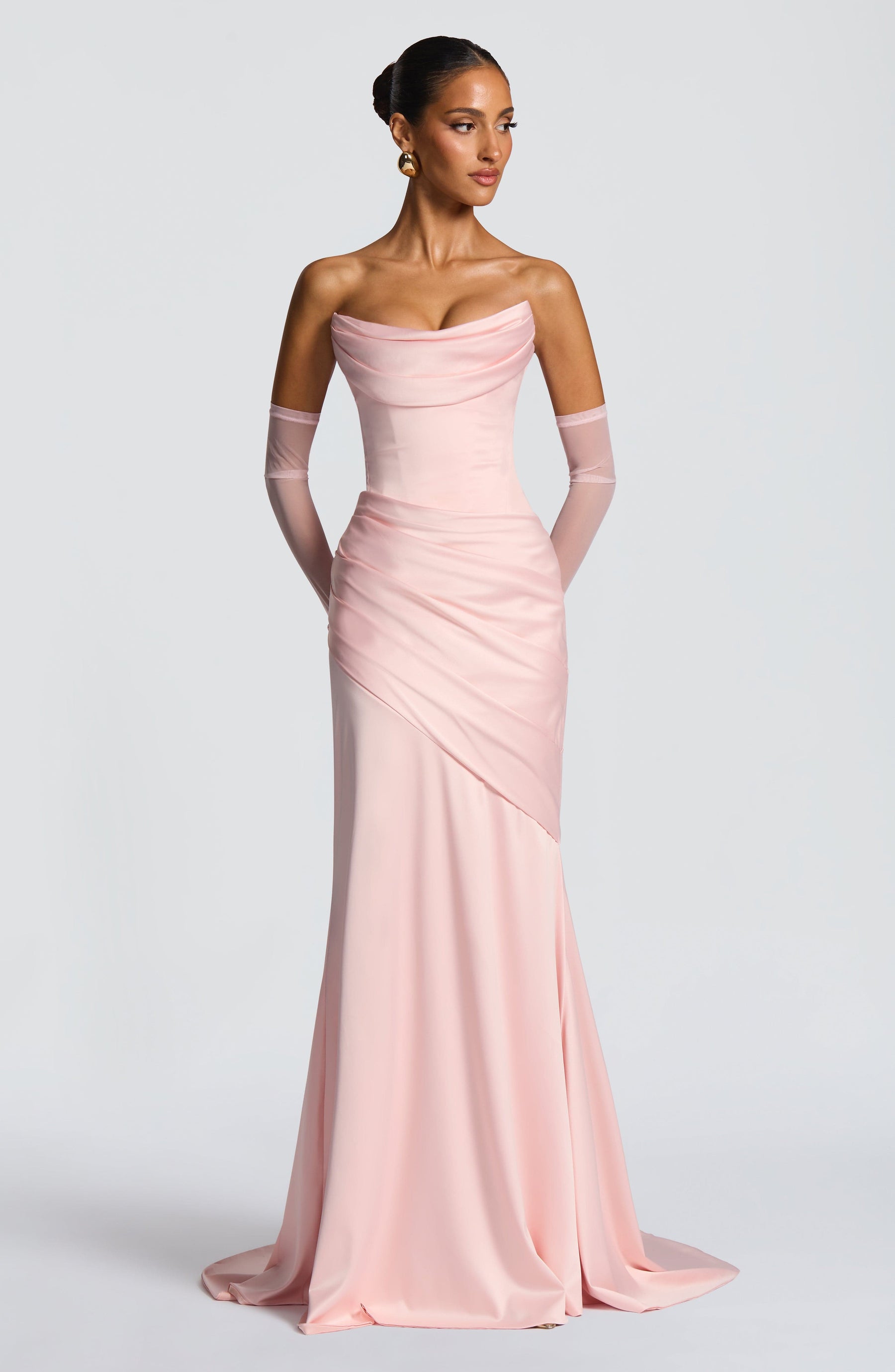 Kensington Maxi Elbise - Pudra Pembesi