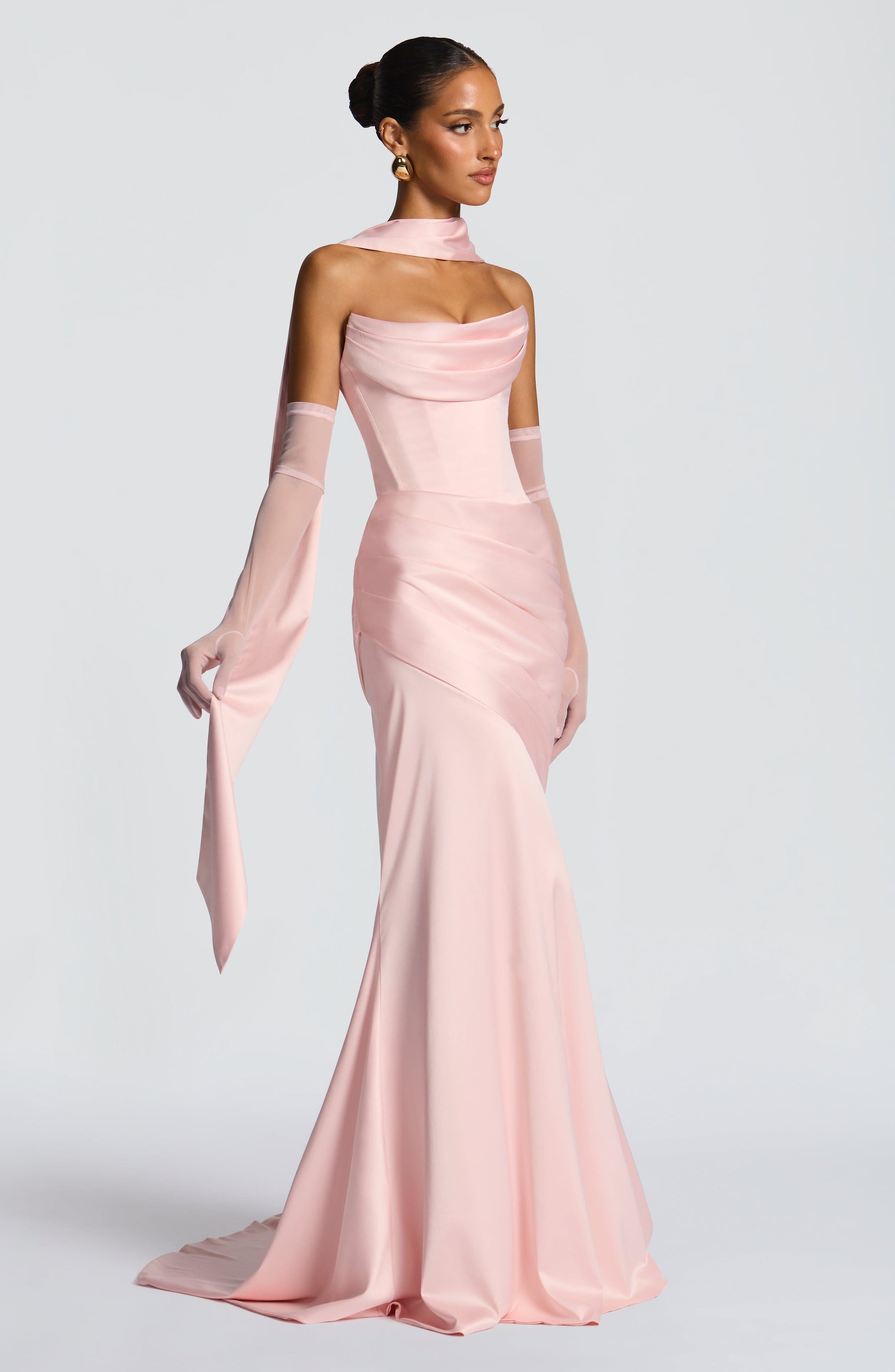 Kensington Maxi Elbise - Pudra Pembesi