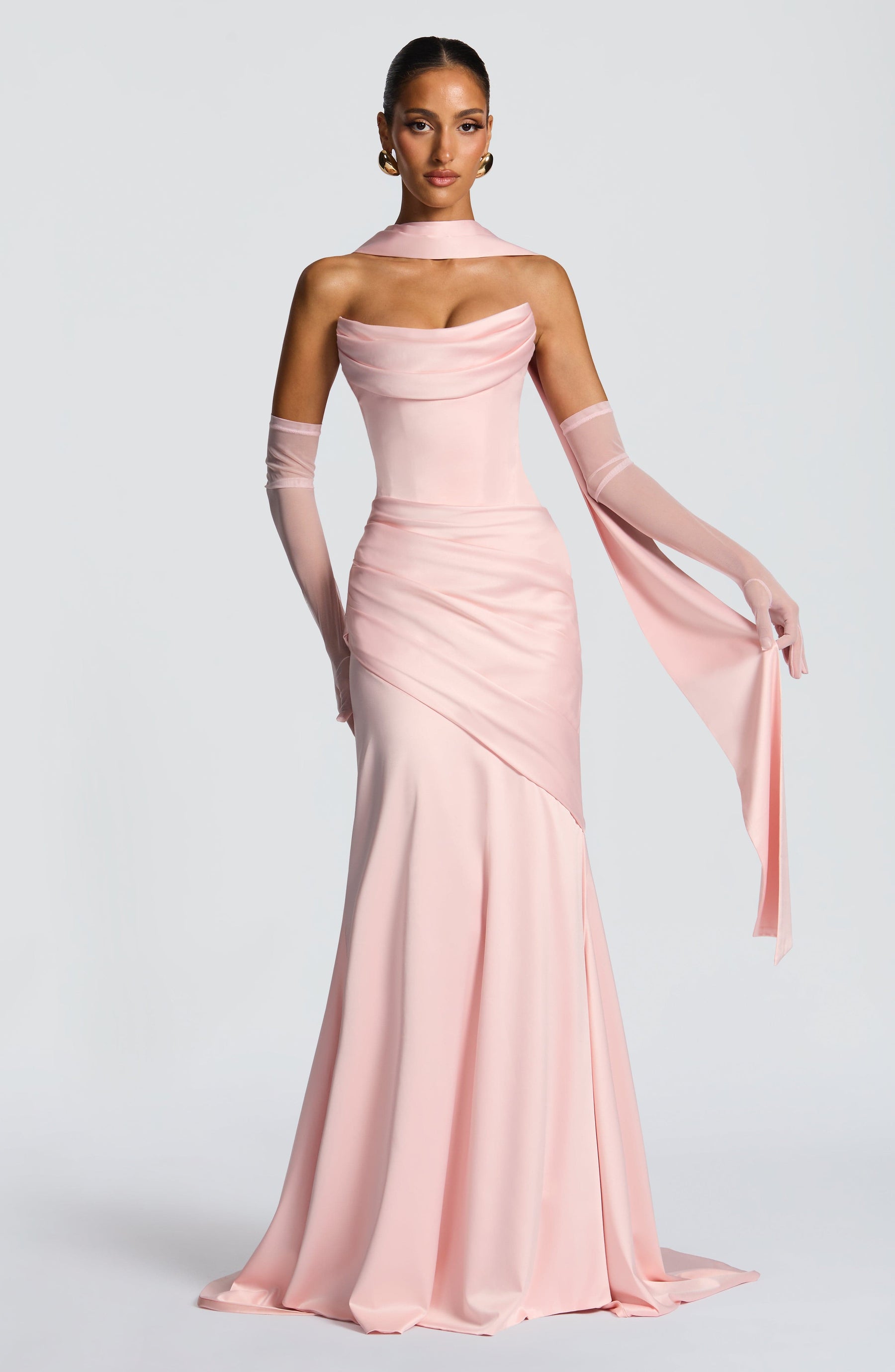 Kensington Maxi Elbise - Pudra Pembesi