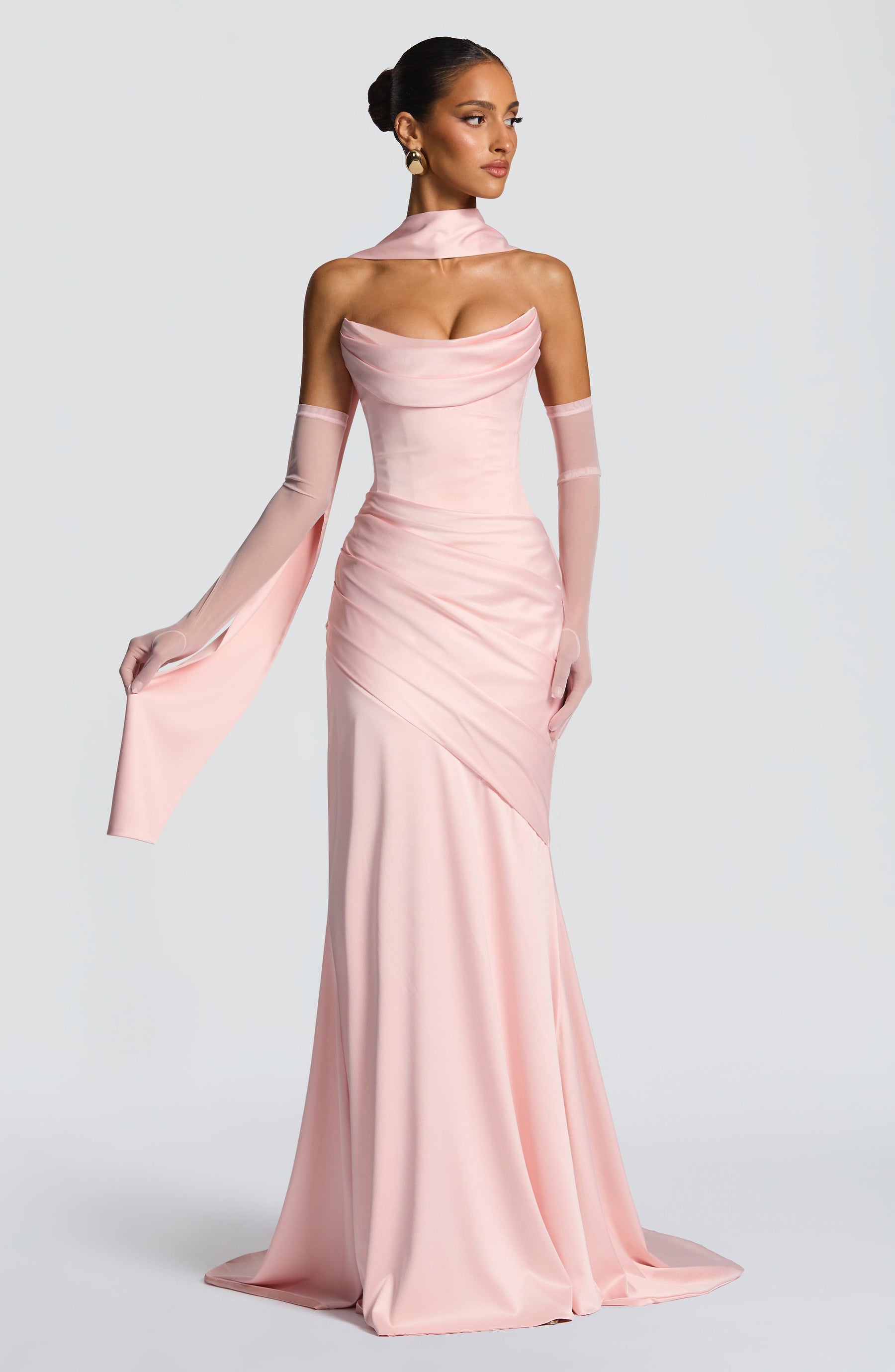 Kensington Maxi Elbise - Pudra Pembesi