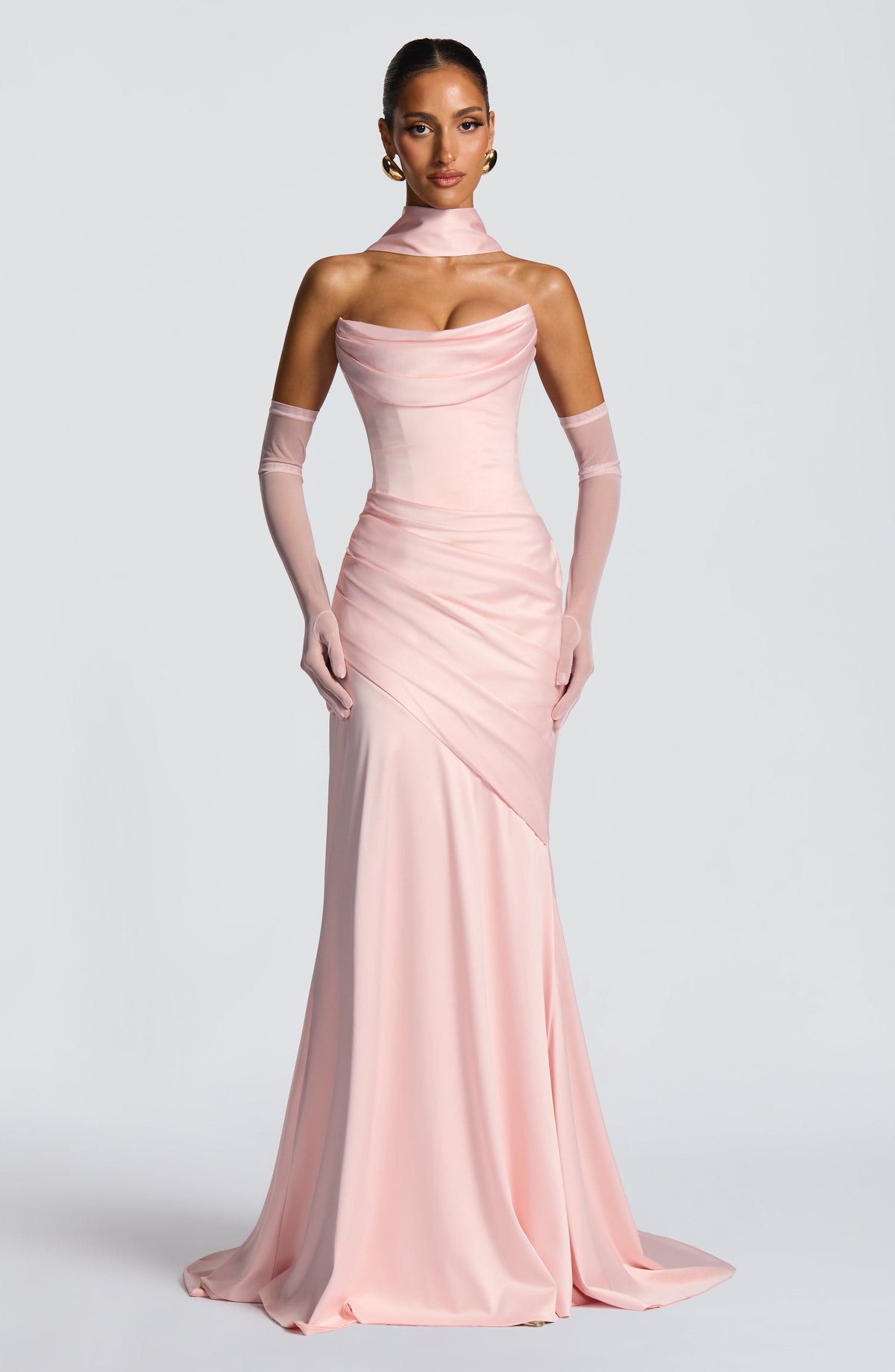 Kensington Maxi Elbise - Pudra Pembesi