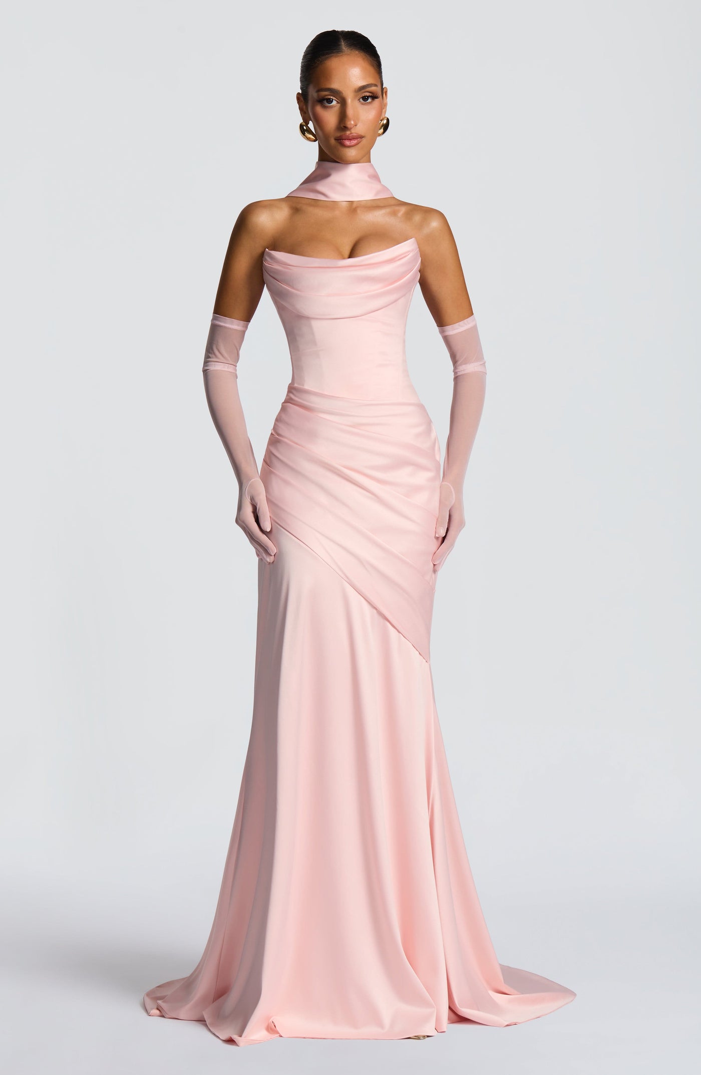 Kensington Maxi Elbise - Pudra Pembesi