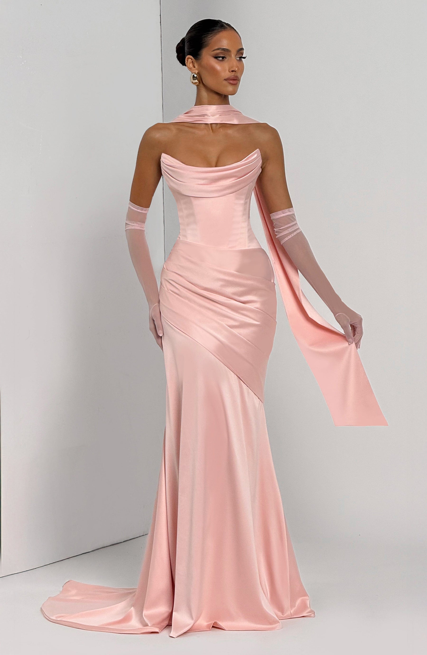 Kensington Maxi Elbise - Pudra Pembesi