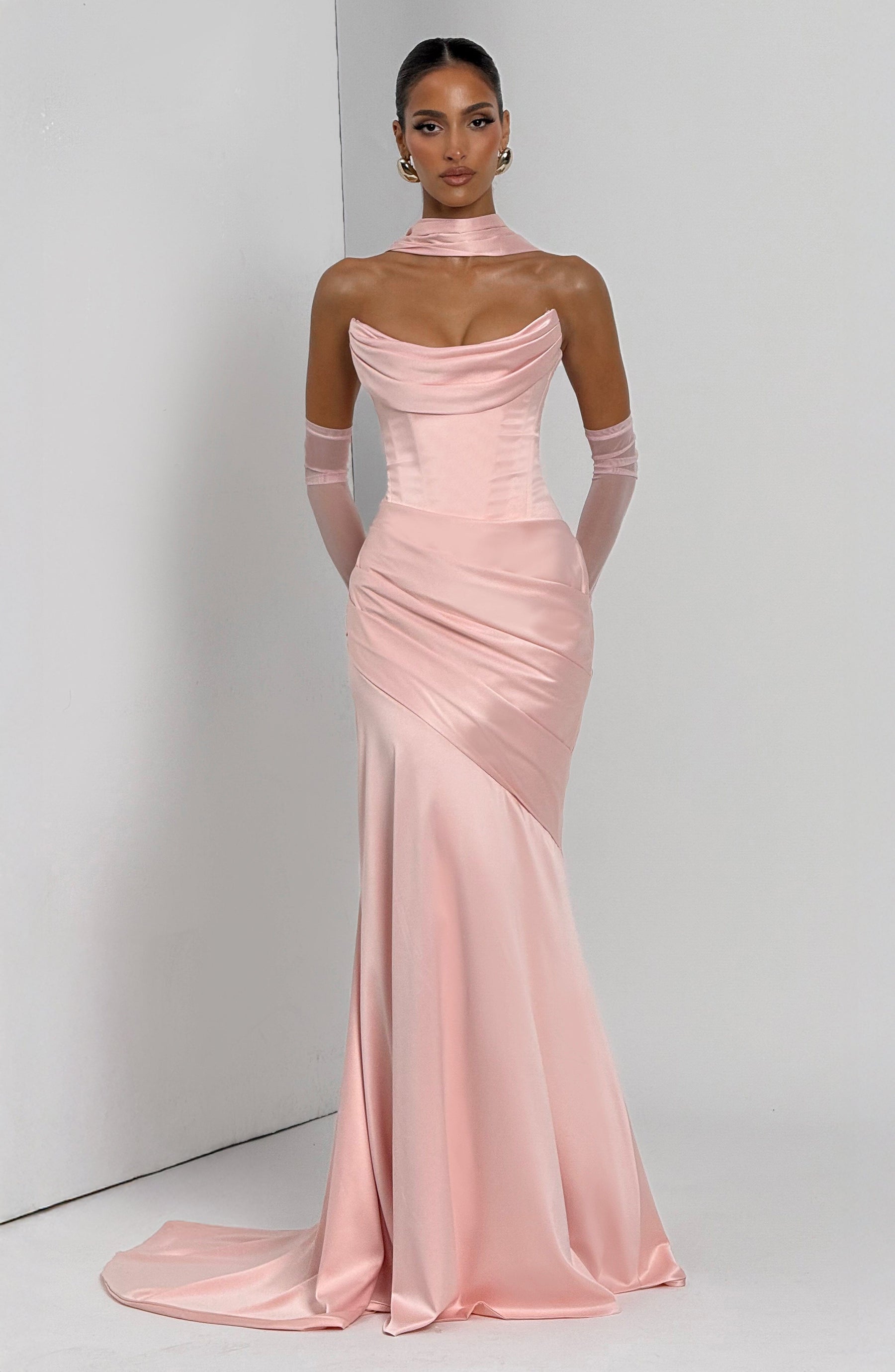 Kensington Maxi Elbise - Pudra Pembesi