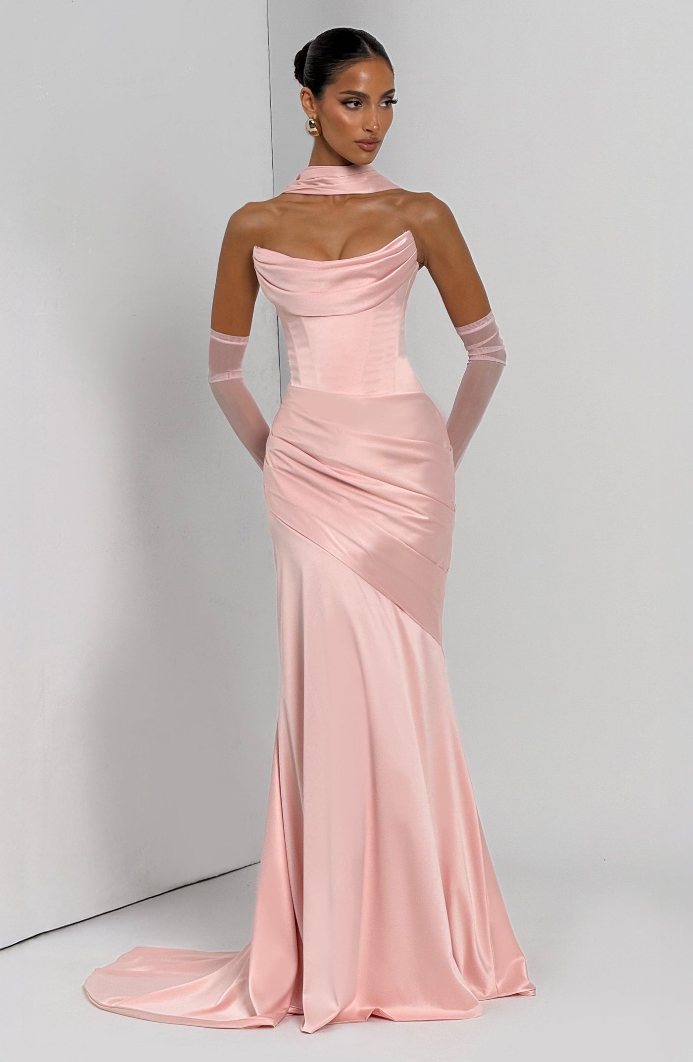 Kensington Maxi Elbise - Pudra Pembesi