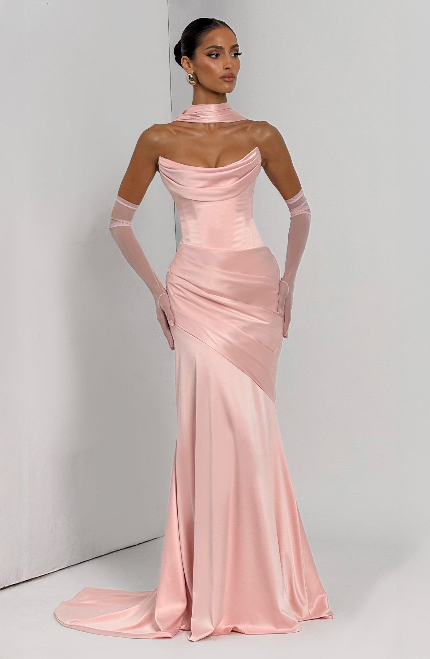 Kensington Maxi Elbise - Pudra Pembesi