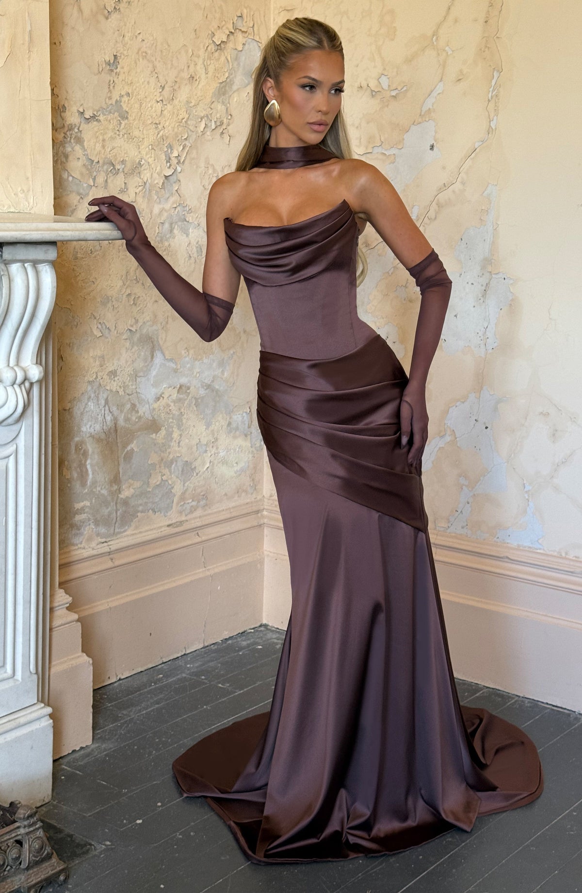 Kensington Maxi Elbise - Erik Kahverengi