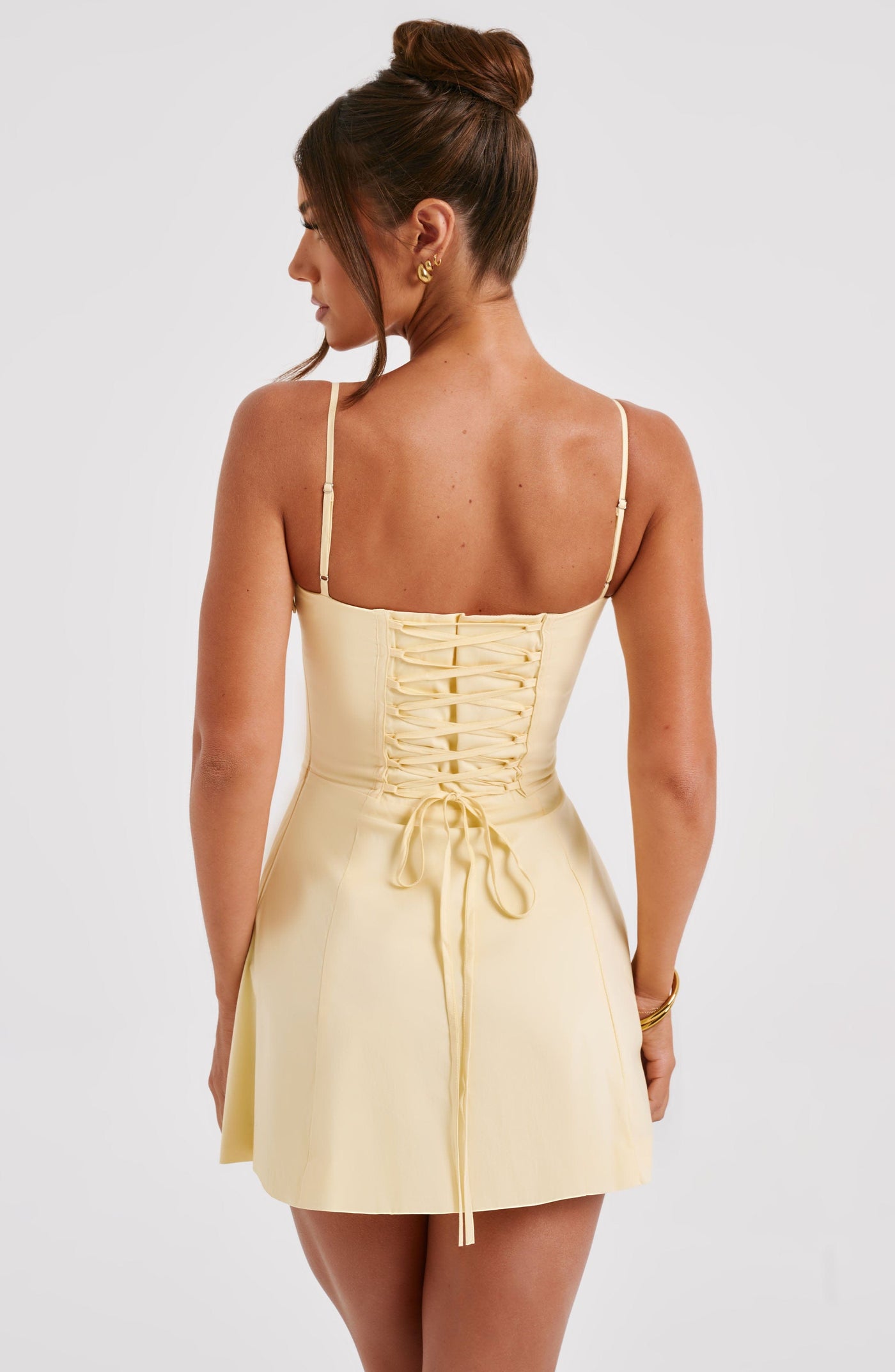 Dantelli Mini Elbise - Limon