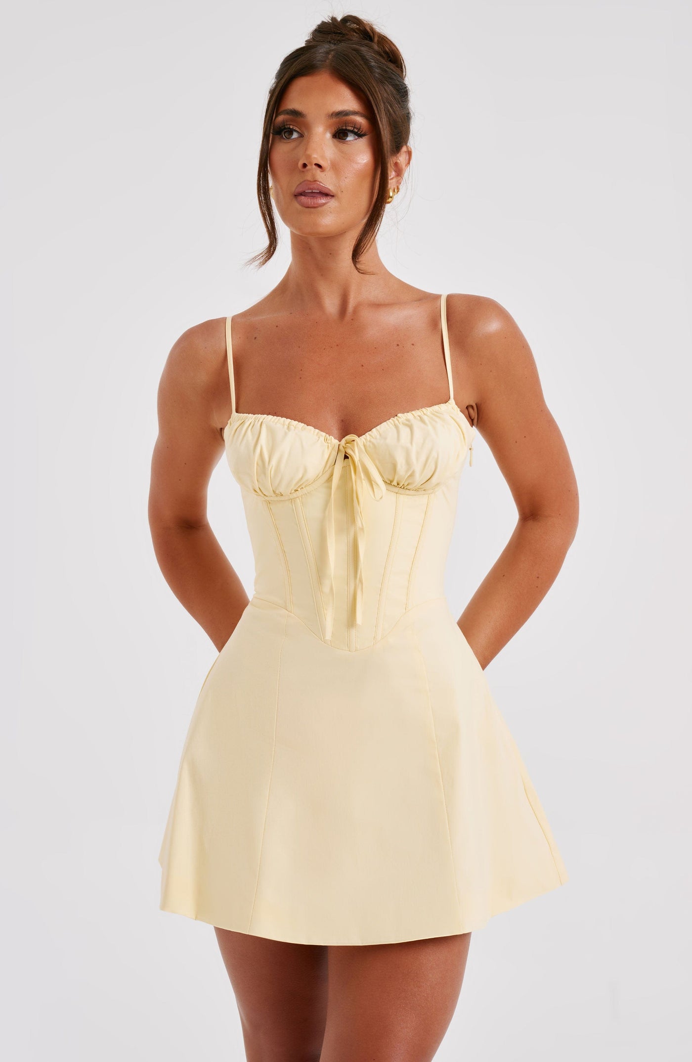Dantelli Mini Elbise - Limon