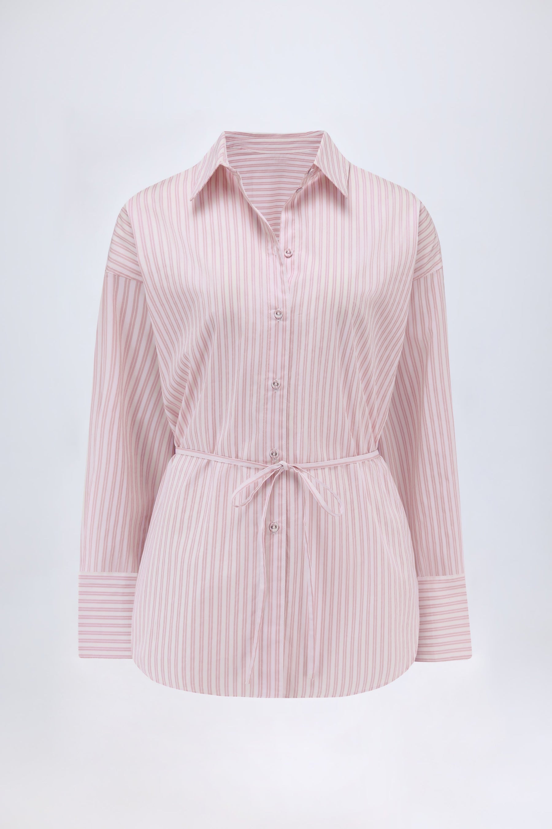 Pembe Çizgili Oversize Gömlek