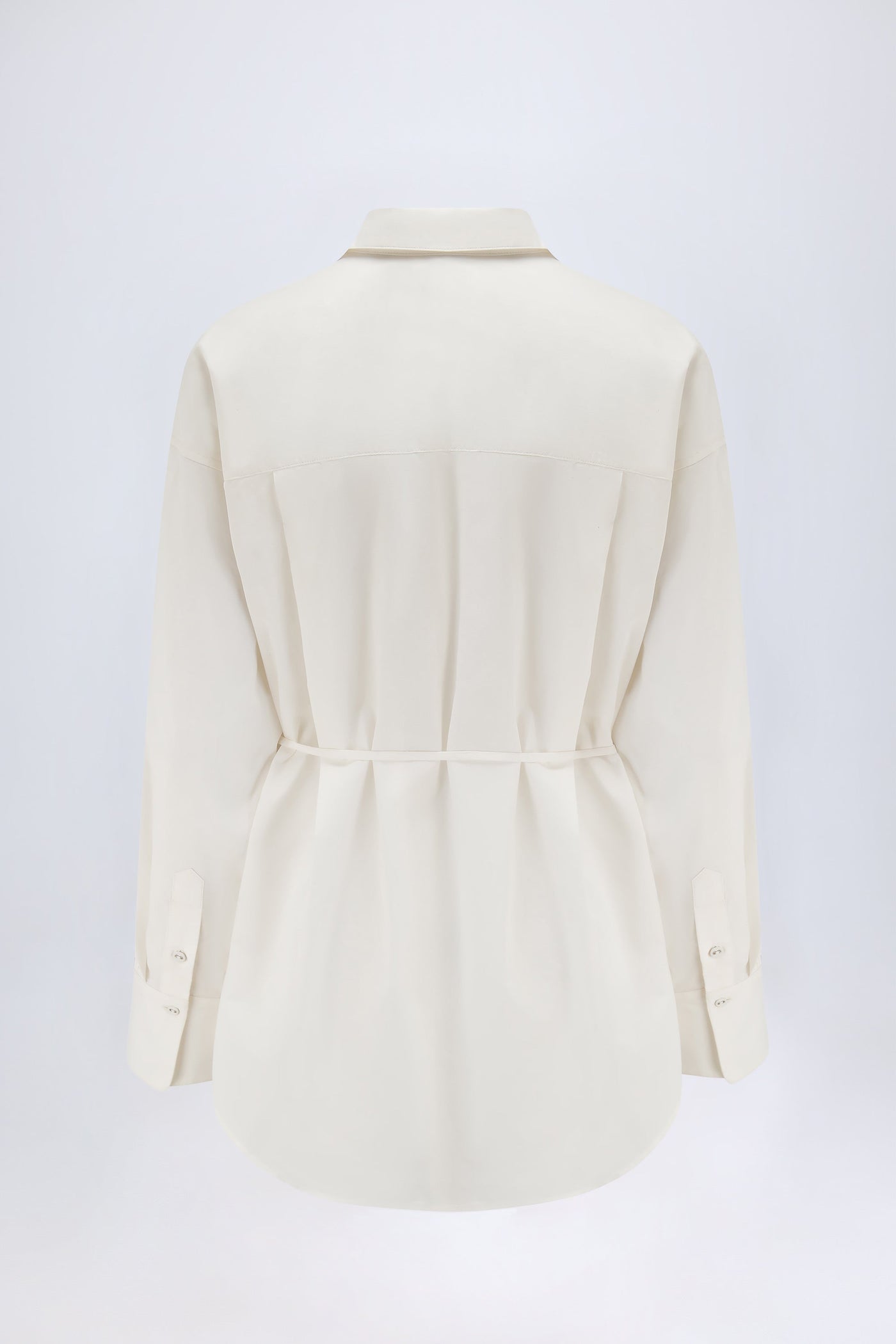 Beyaz, Bol Kesim Pamuklu Poplin Gömlek