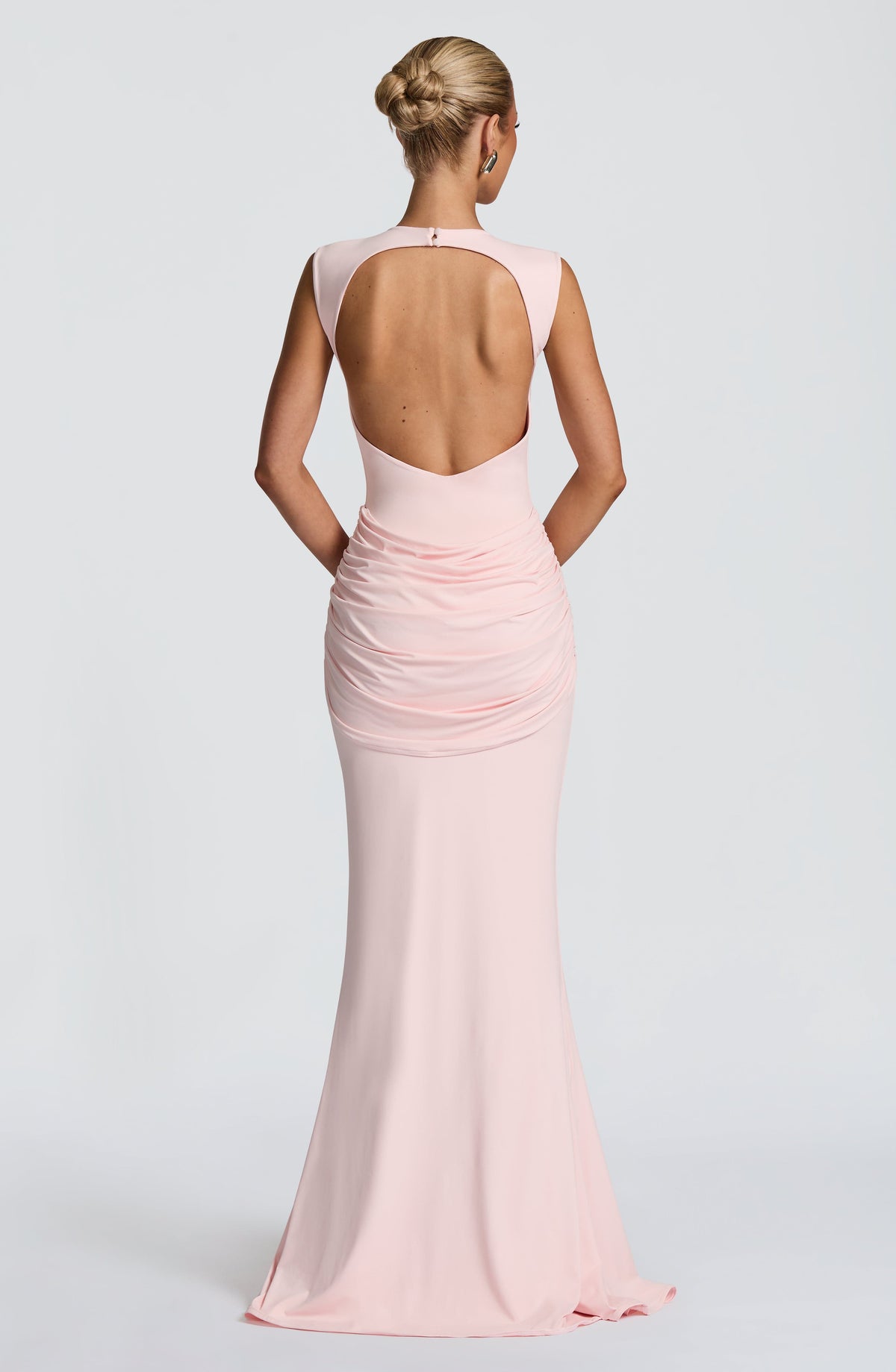 Lorenza Maxi Elbise - Pudra Pembesi