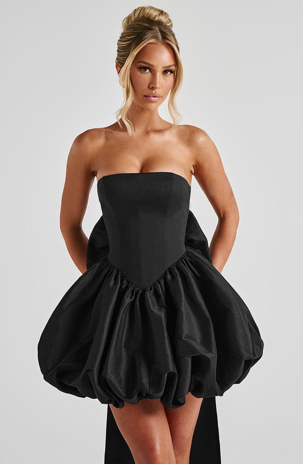 Lotus Mini Elbise - Siyah