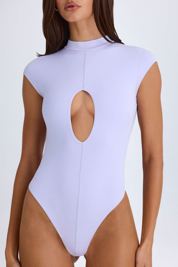 Yumuşak Leylak Rengi Kesikli Bodysuit