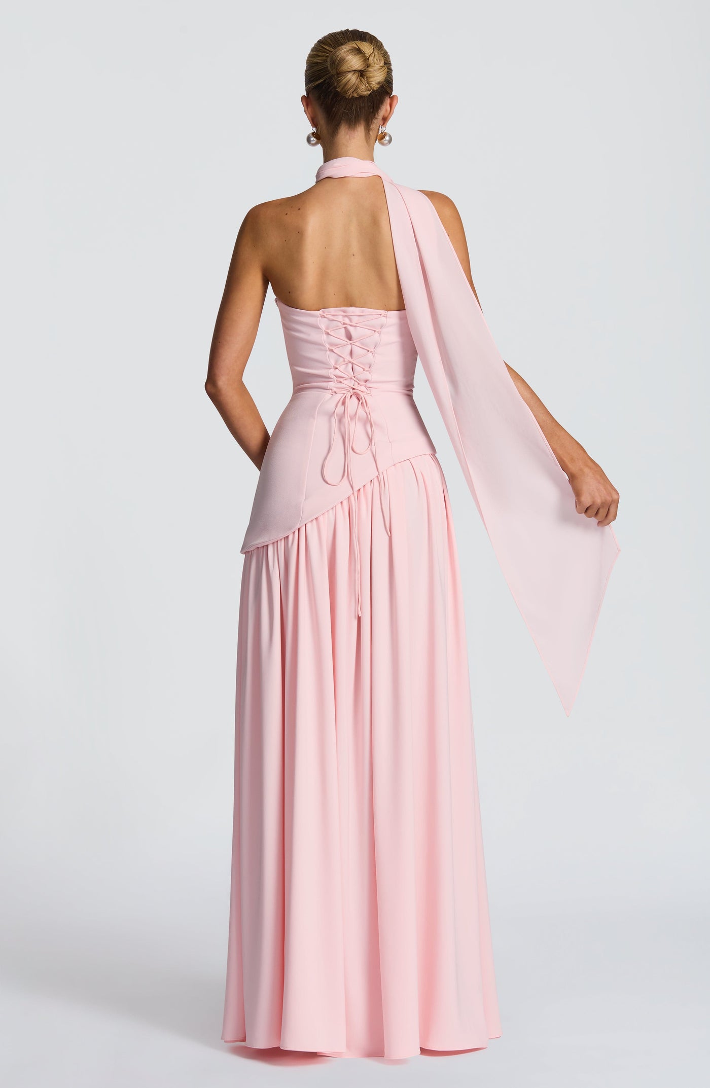 Maliyah Maxi Elbise - Pudra Pembesi