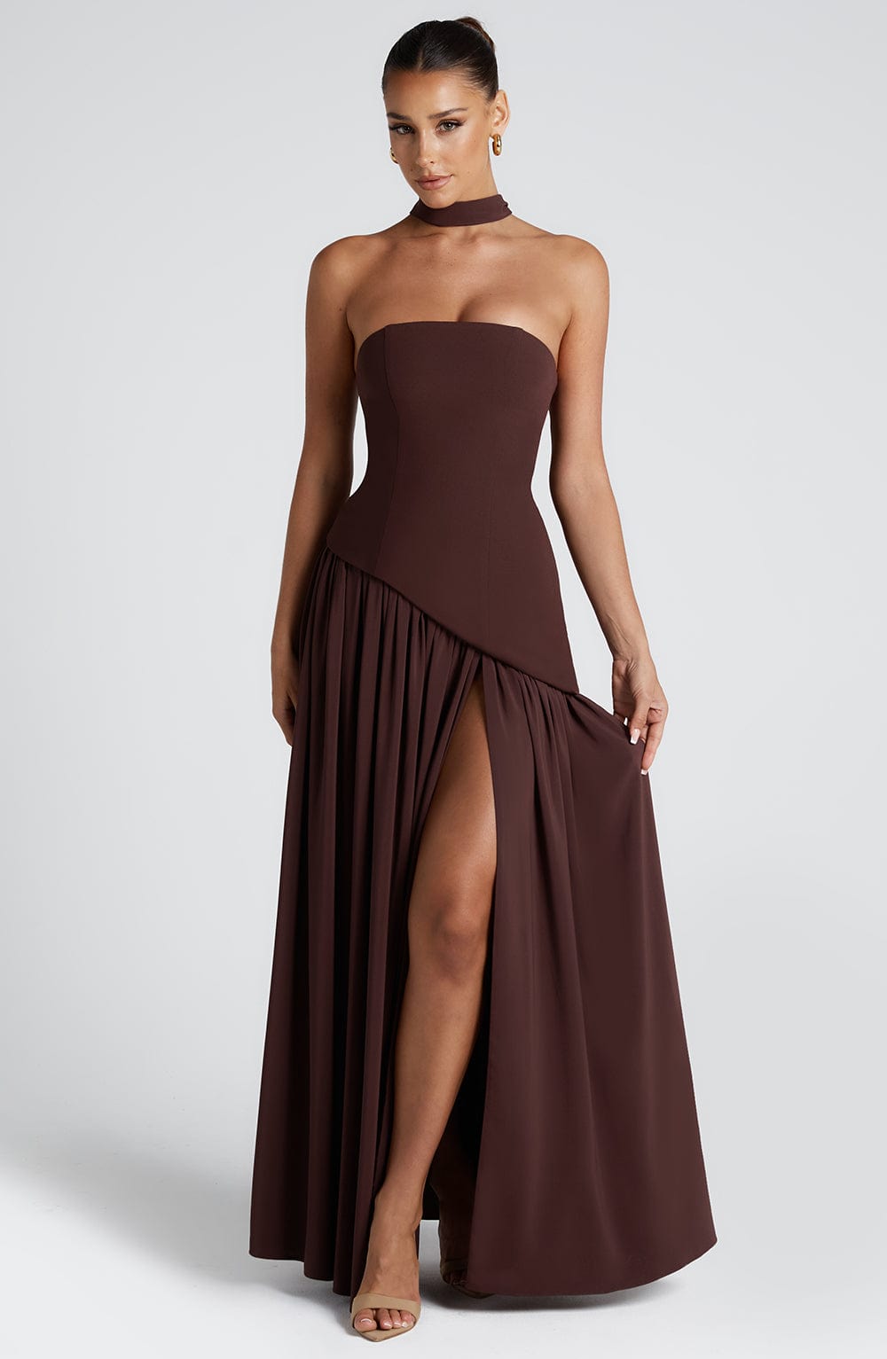 Maliyah Maxi Elbise - Mürdüm Kahve