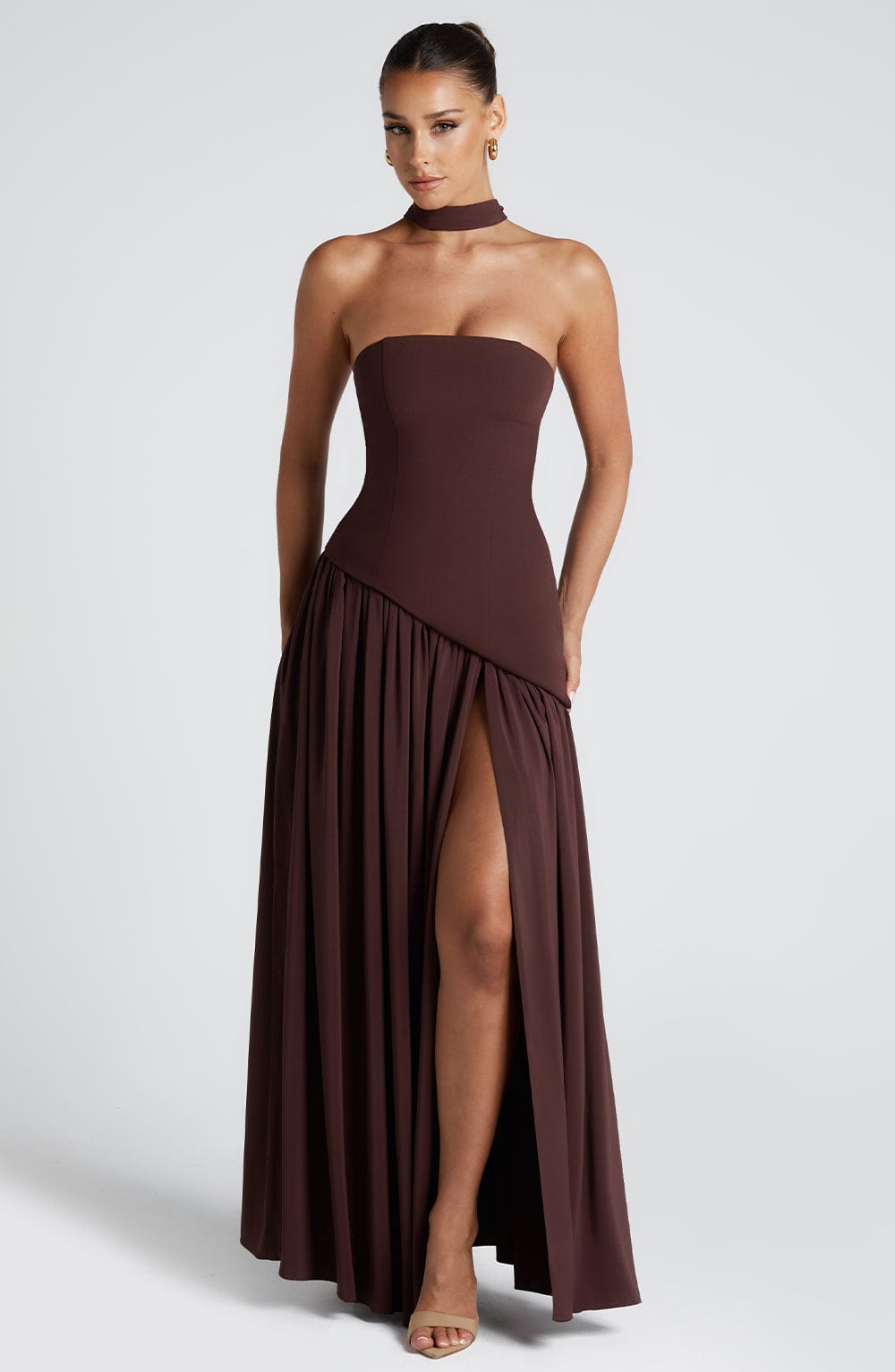 Maliyah Maxi Elbise - Mürdüm Kahve