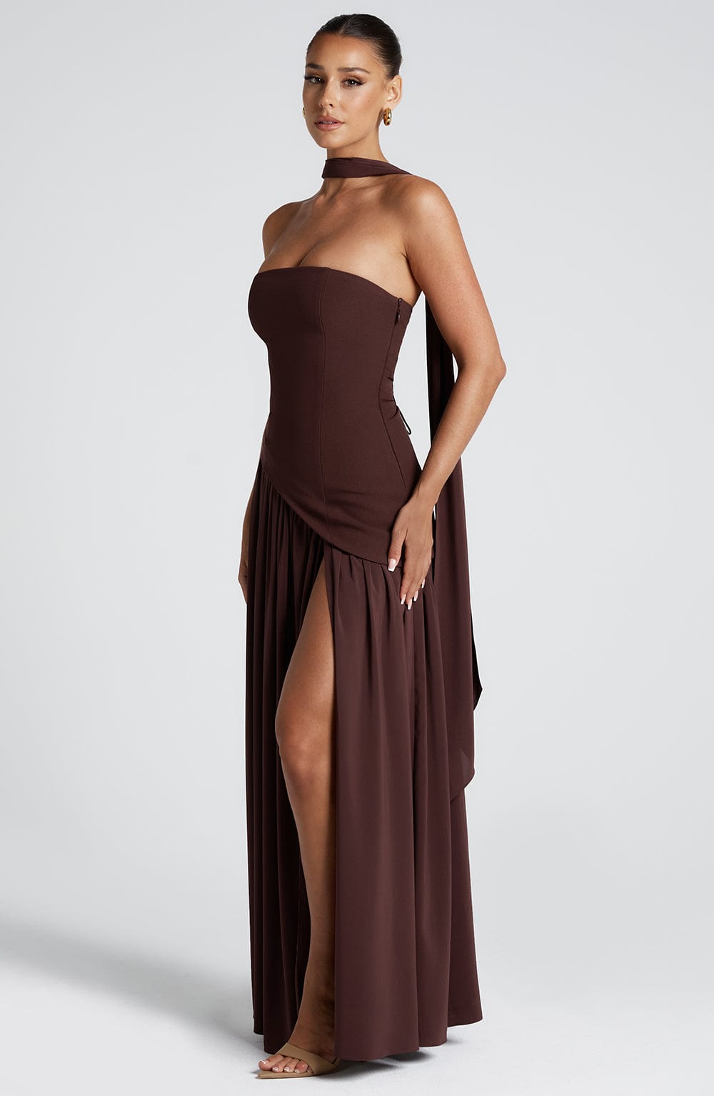 Maliyah Maxi Elbise - Mürdüm Kahve