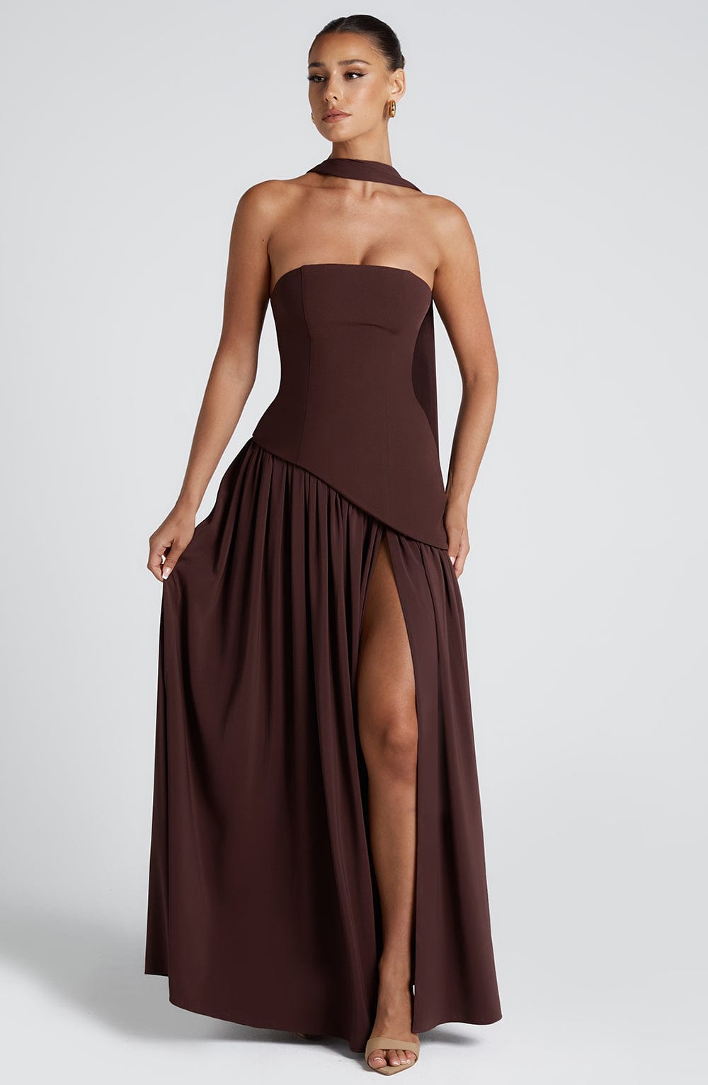 Maliyah Maxi Elbise - Mürdüm Kahve