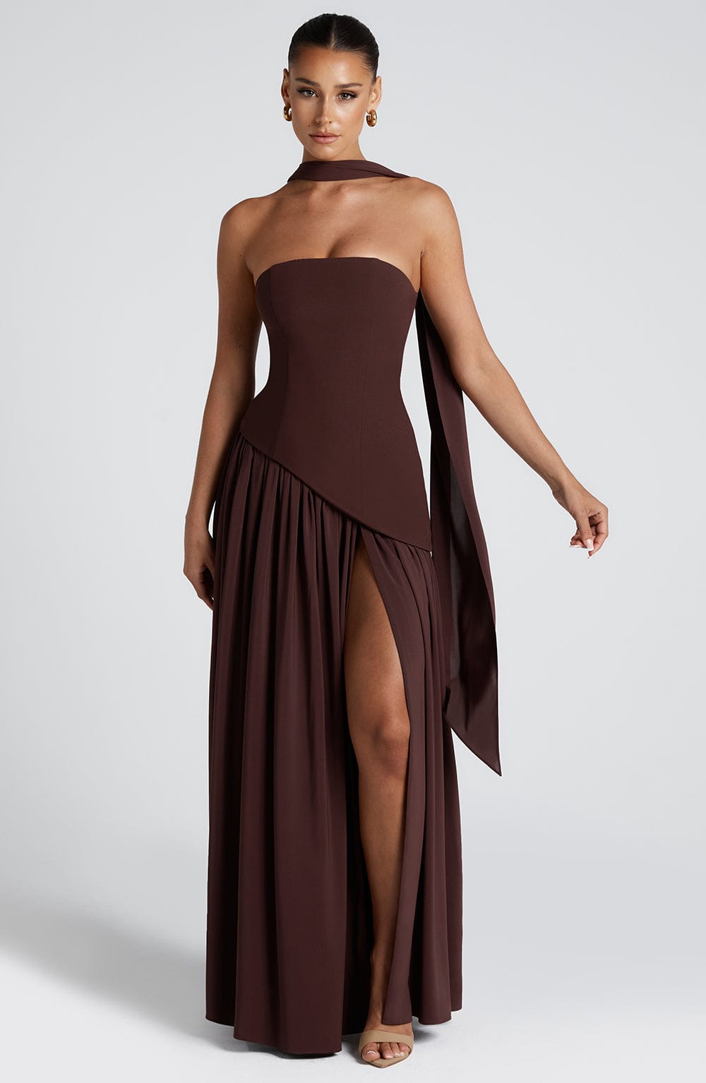 Maliyah Maxi Elbise - Mürdüm Kahve