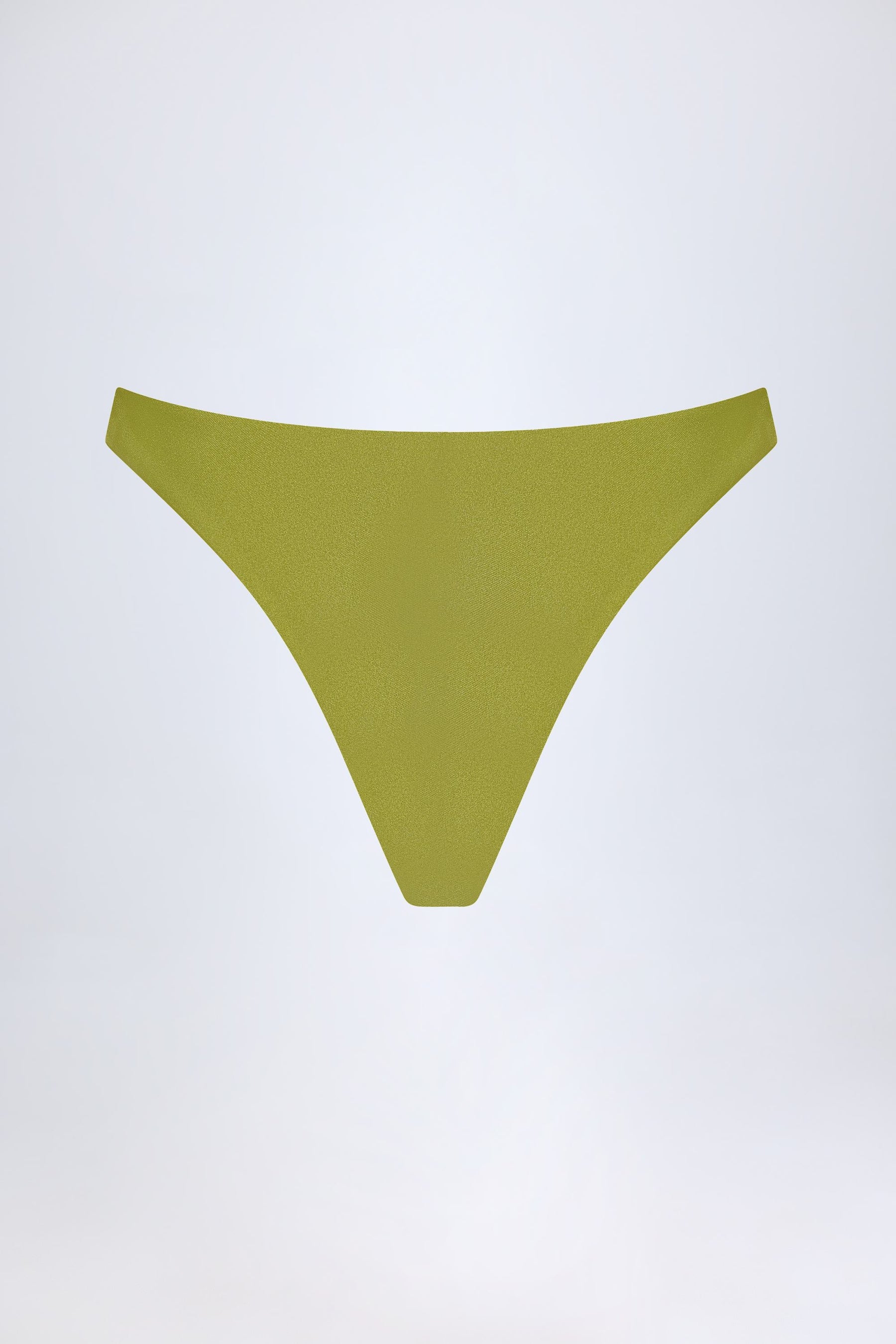 Zeytin Yeşili Renkli, Yüksek Bacaklı, Cesur Bikini Altı