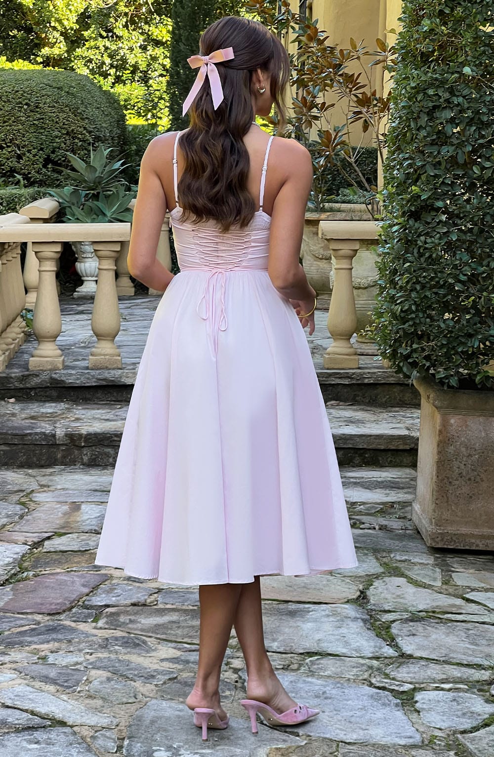 Mariella Midi Elbise - Pudra Pembesi