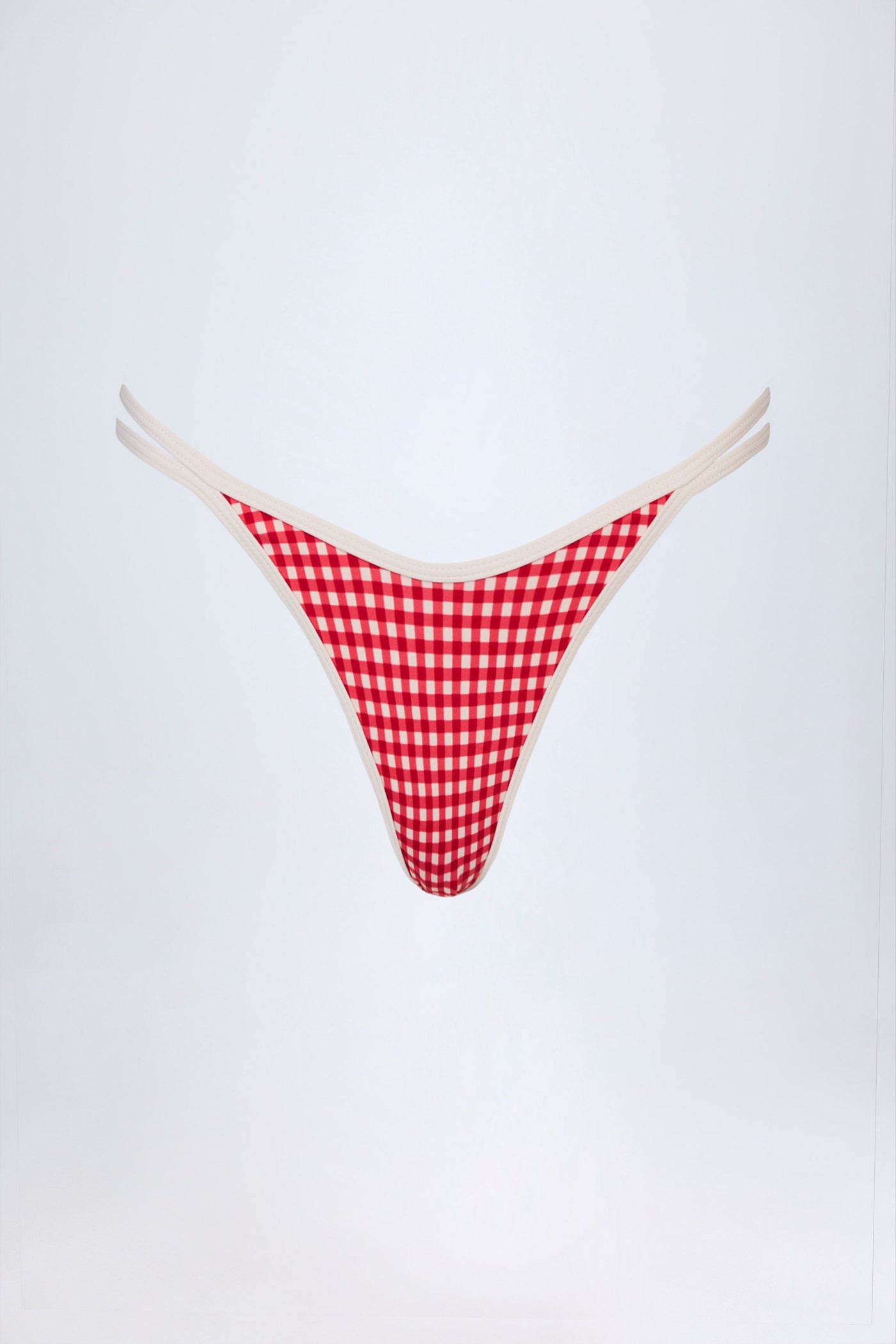 Kırmızı Ekose Desenli Çift Askılı Cesur Bikini Altı