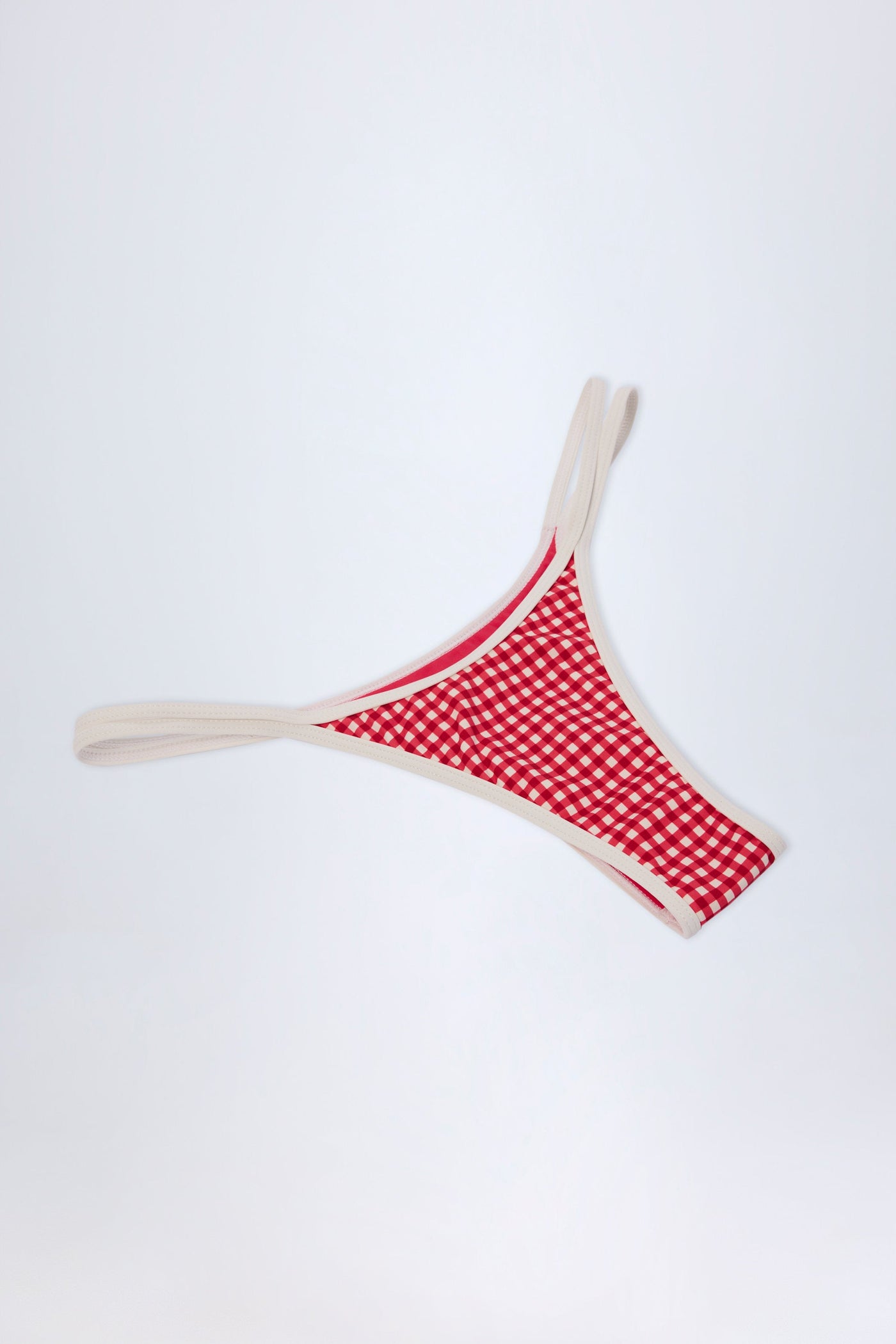 Kırmızı Ekose Desenli Çift Askılı Cesur Bikini Altı