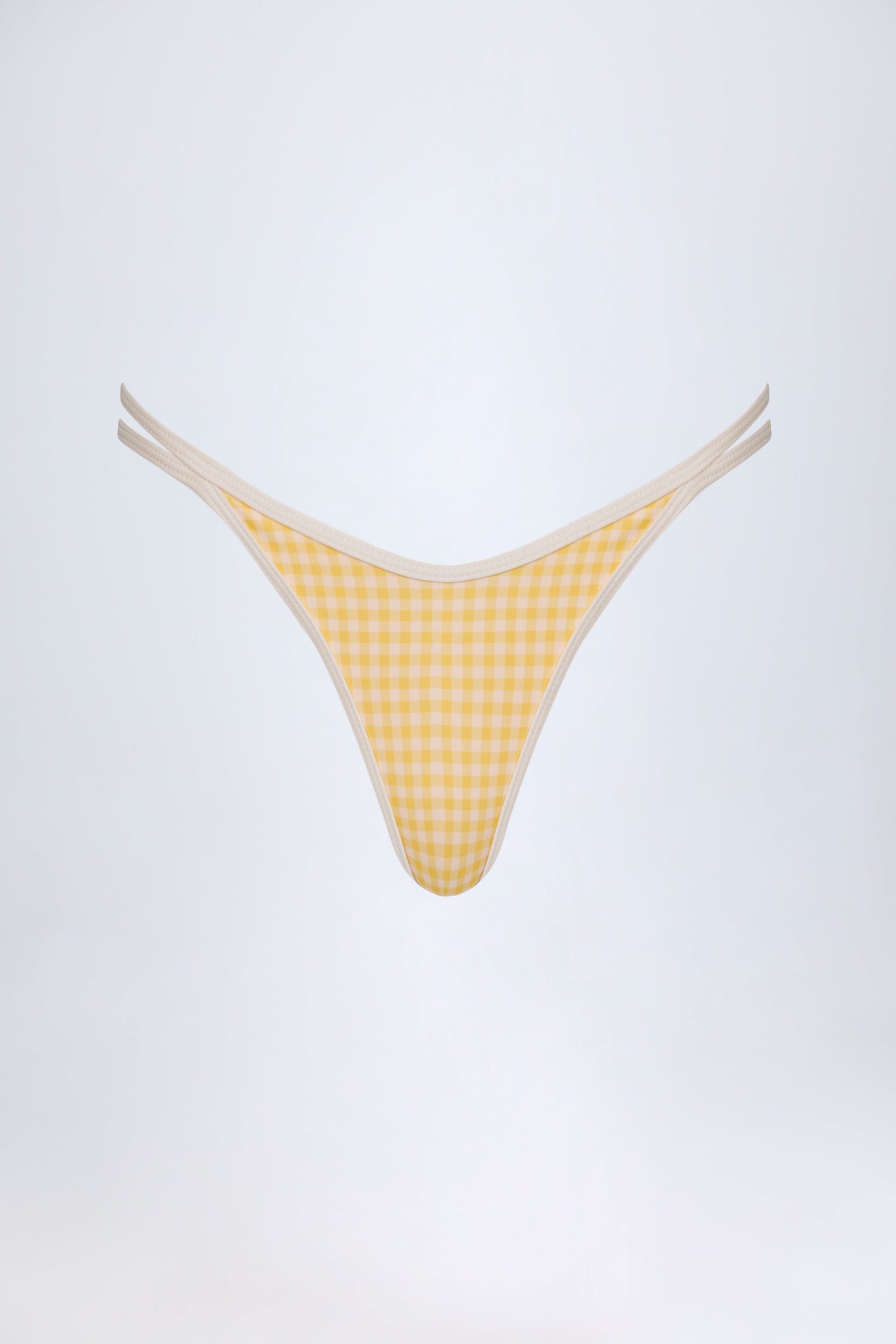 Sarı Ekose Desenli Çift Askılı Cesur Bikini Altı