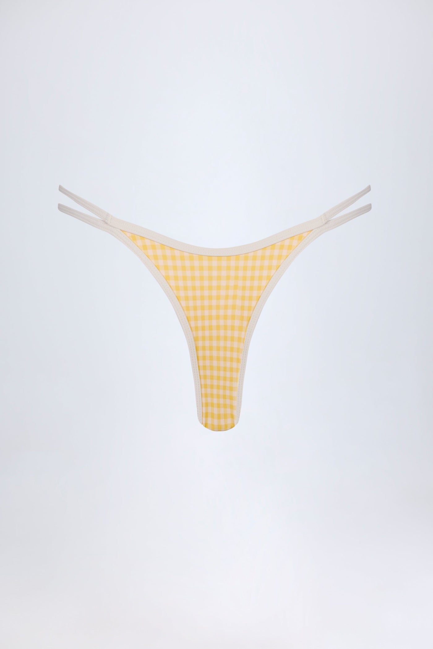 Sarı Ekose Desenli Çift Askılı Cesur Bikini Altı