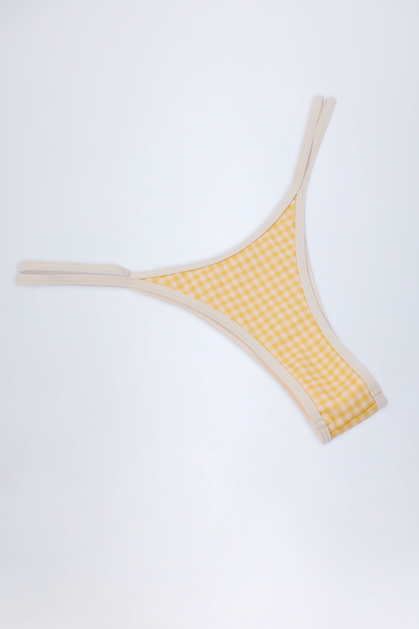 Sarı Ekose Desenli Çift Askılı Cesur Bikini Altı